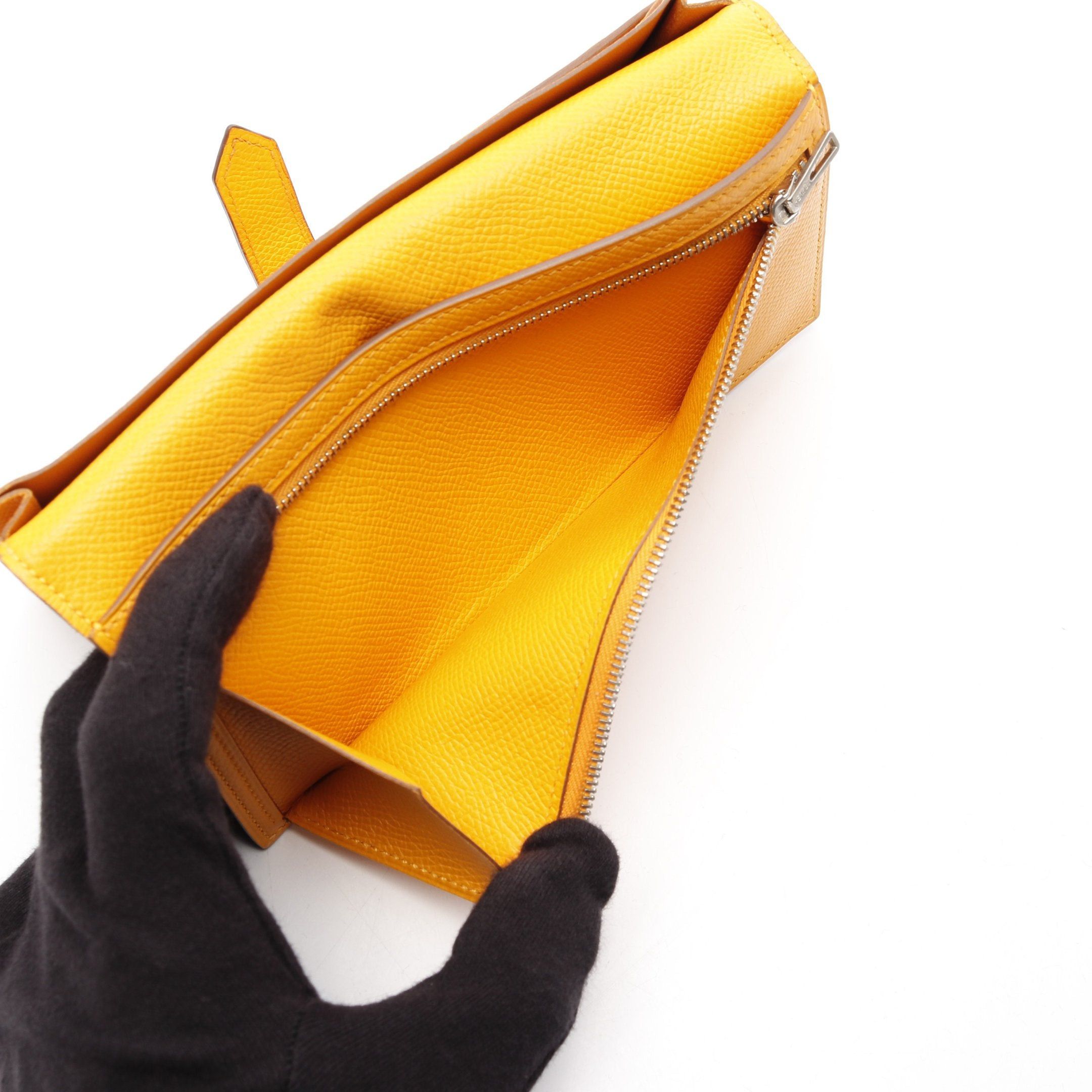 Hermes Hermes Bear Souffle Jaune Bi-Fold Long Wallet Veau Epsom Orange Silver Hardware □ R Stamp Size ONE SIZE - 7 Thumbnail