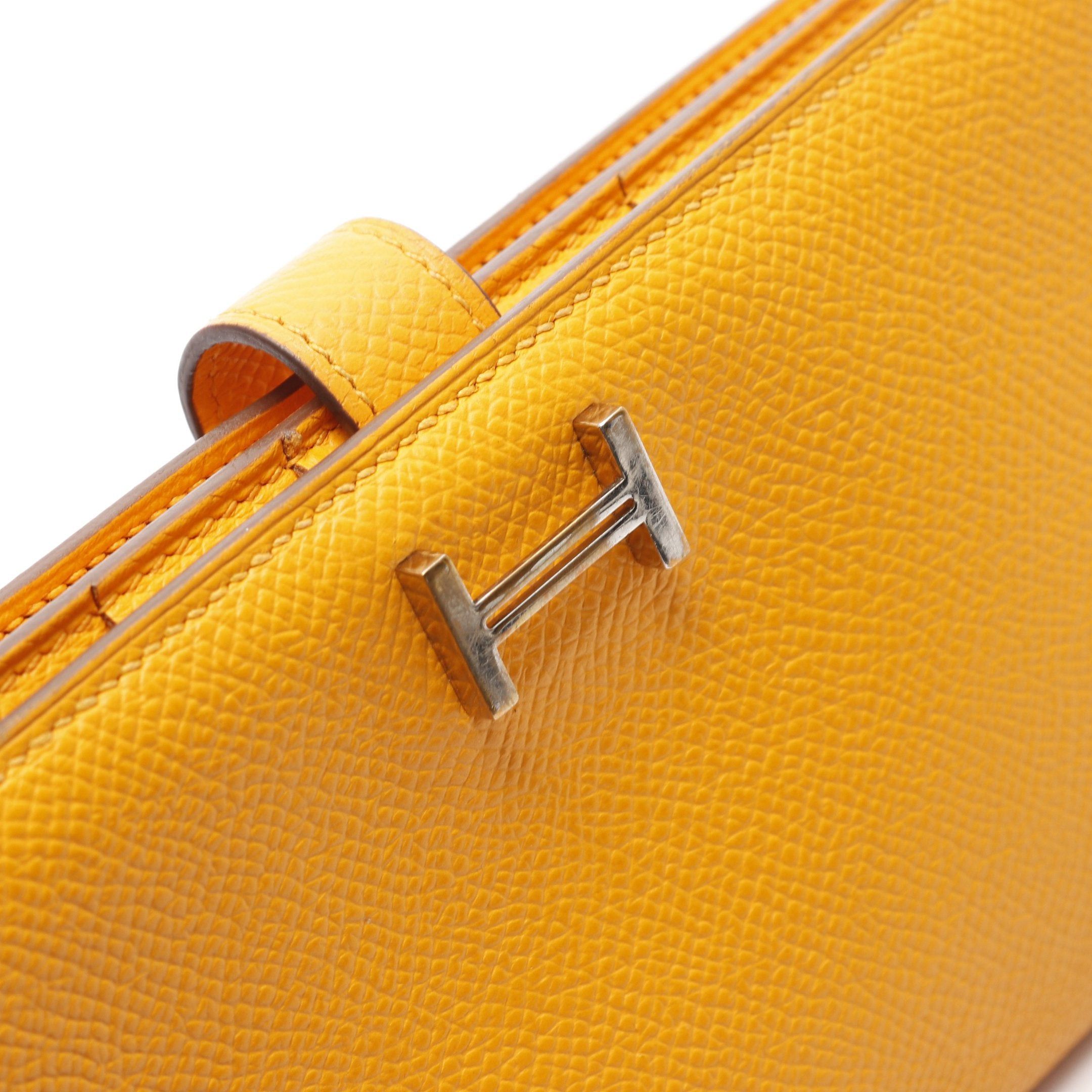 Hermes Hermes Bear Souffle Jaune Bi-Fold Long Wallet Veau Epsom Orange Silver Hardware □ R Stamp Size ONE SIZE - 9 Thumbnail
