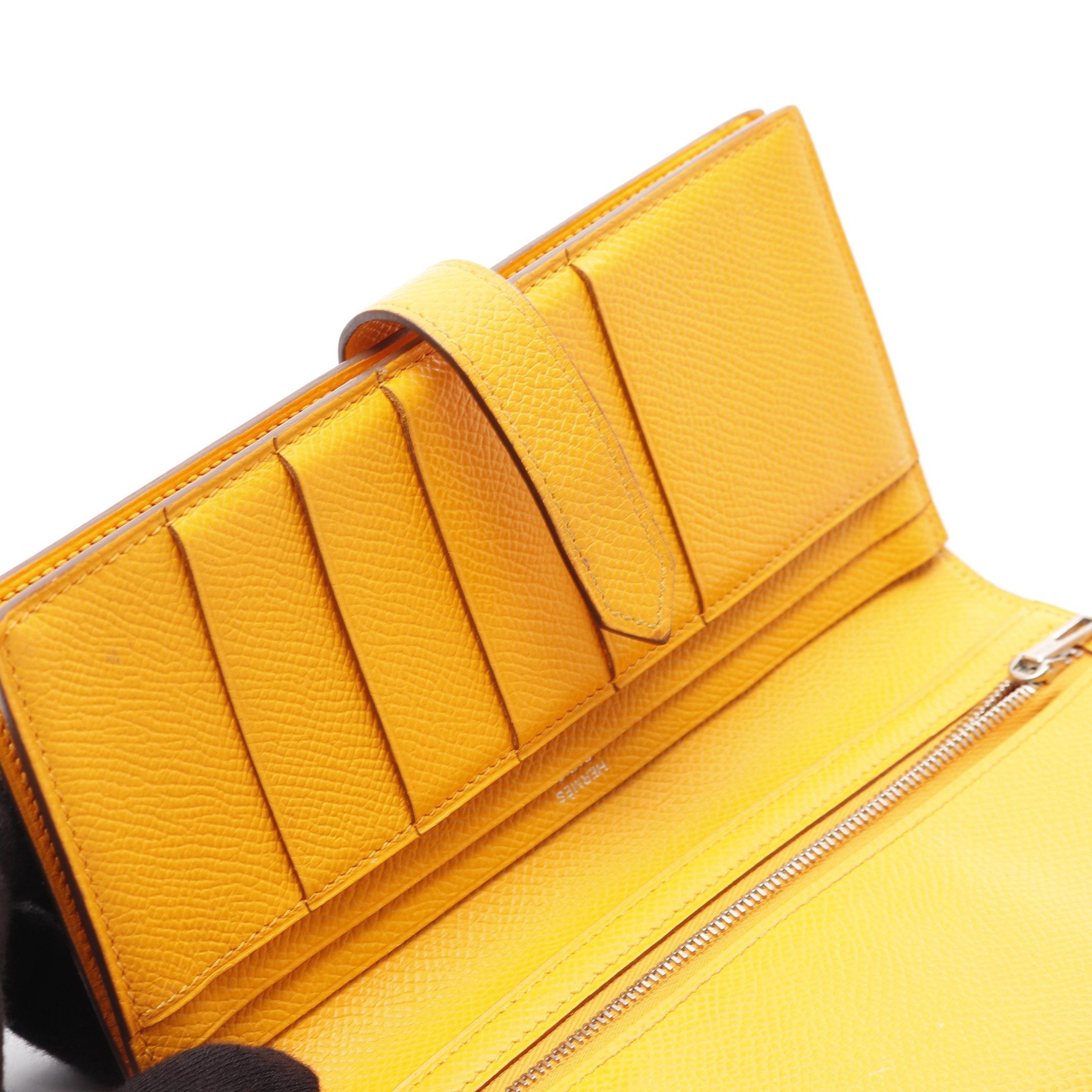Hermes Hermes Bear Souffle Jaune Bi-Fold Long Wallet Veau Epsom Orange Silver Hardware □ R Stamp Size ONE SIZE - 6 Thumbnail