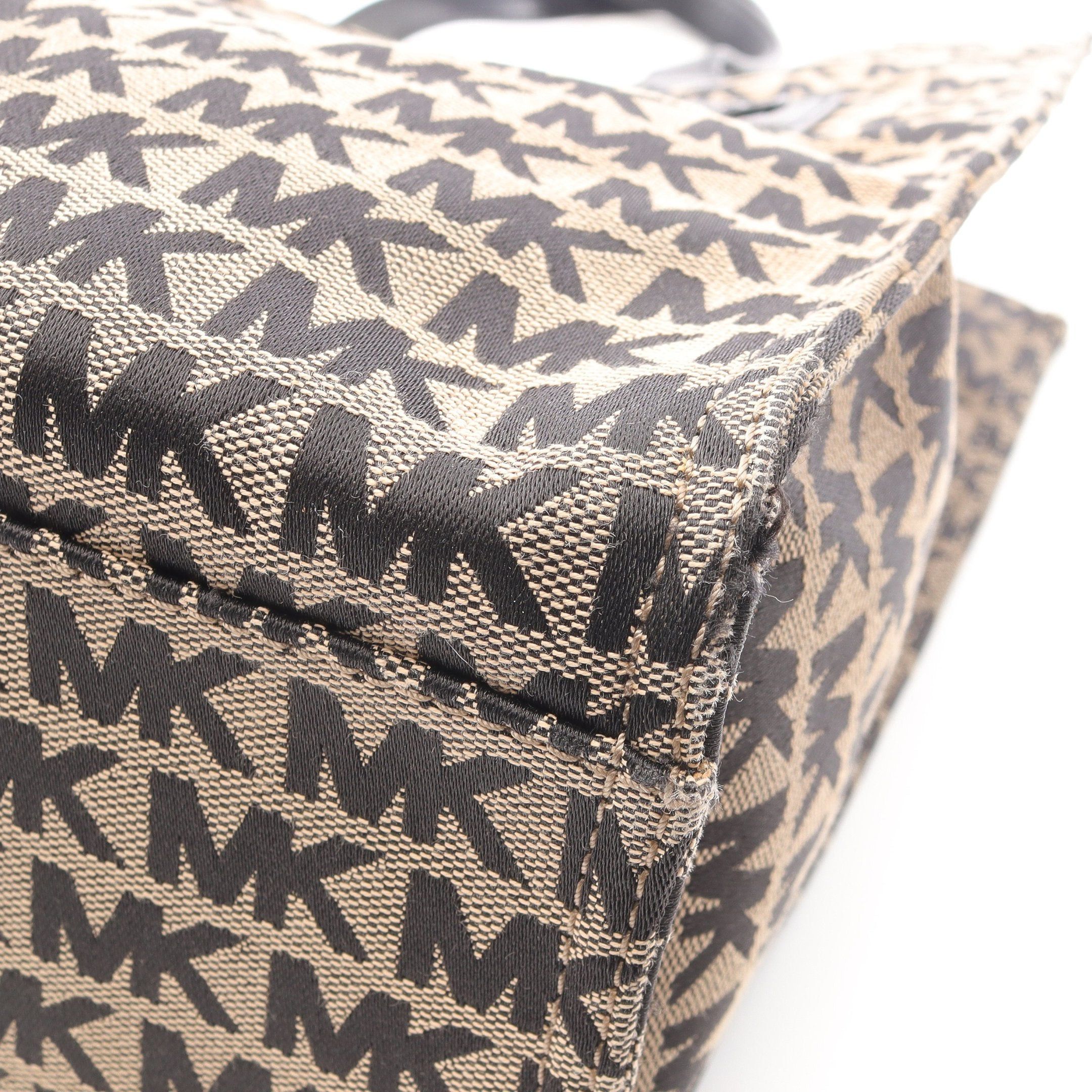 Michael Kors Michael Kors Handbag Tote Bag Canvas Leather Beige Black Logo Jacquard Size ONE SIZE - 8 Thumbnail