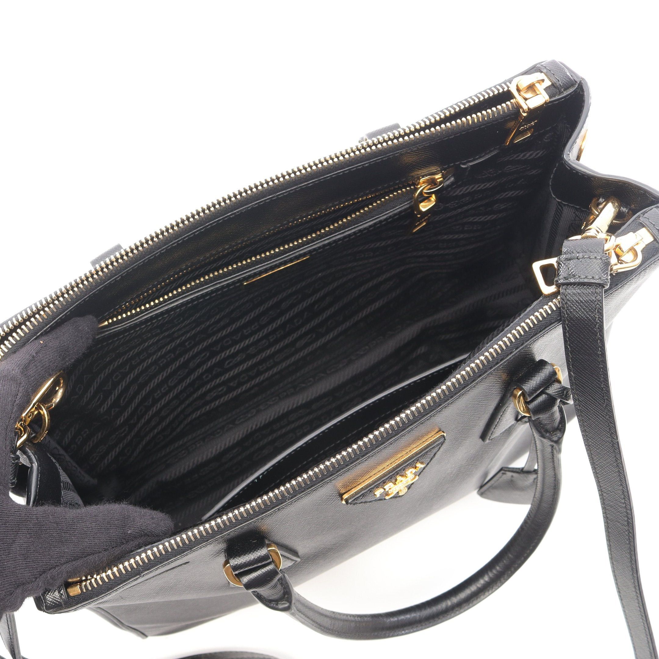 Prada Prada Saffiano Lux Galleria Handbag Leather Black Size ONE SIZE - 3 Thumbnail
