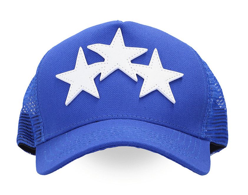 Amiri 3 Star Trucker Hat Blue White