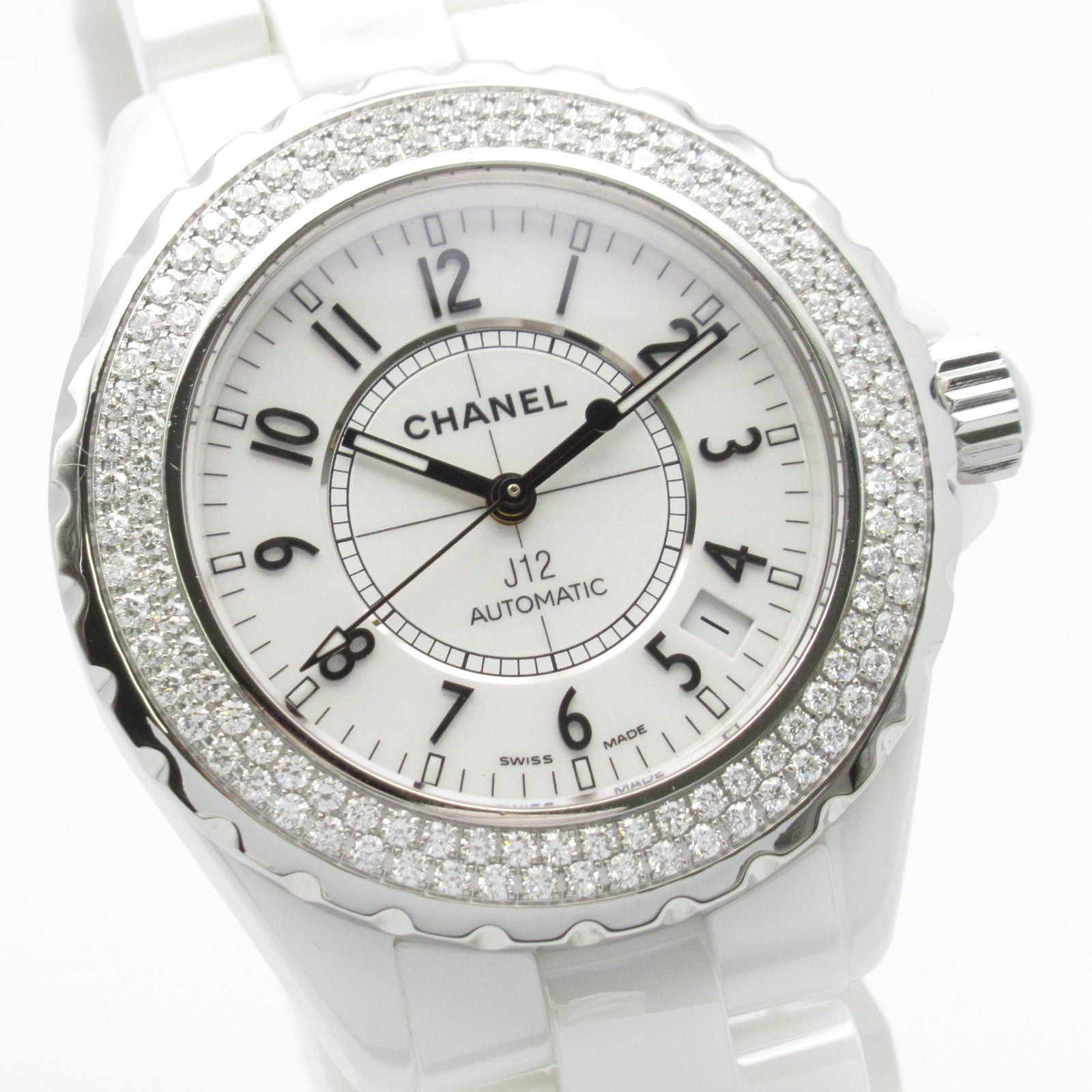 Chanel Chanel J12 Bezel Diamond Mens Watch Automatic Winding Ceramic White Size ONE SIZE - 3 Thumbnail