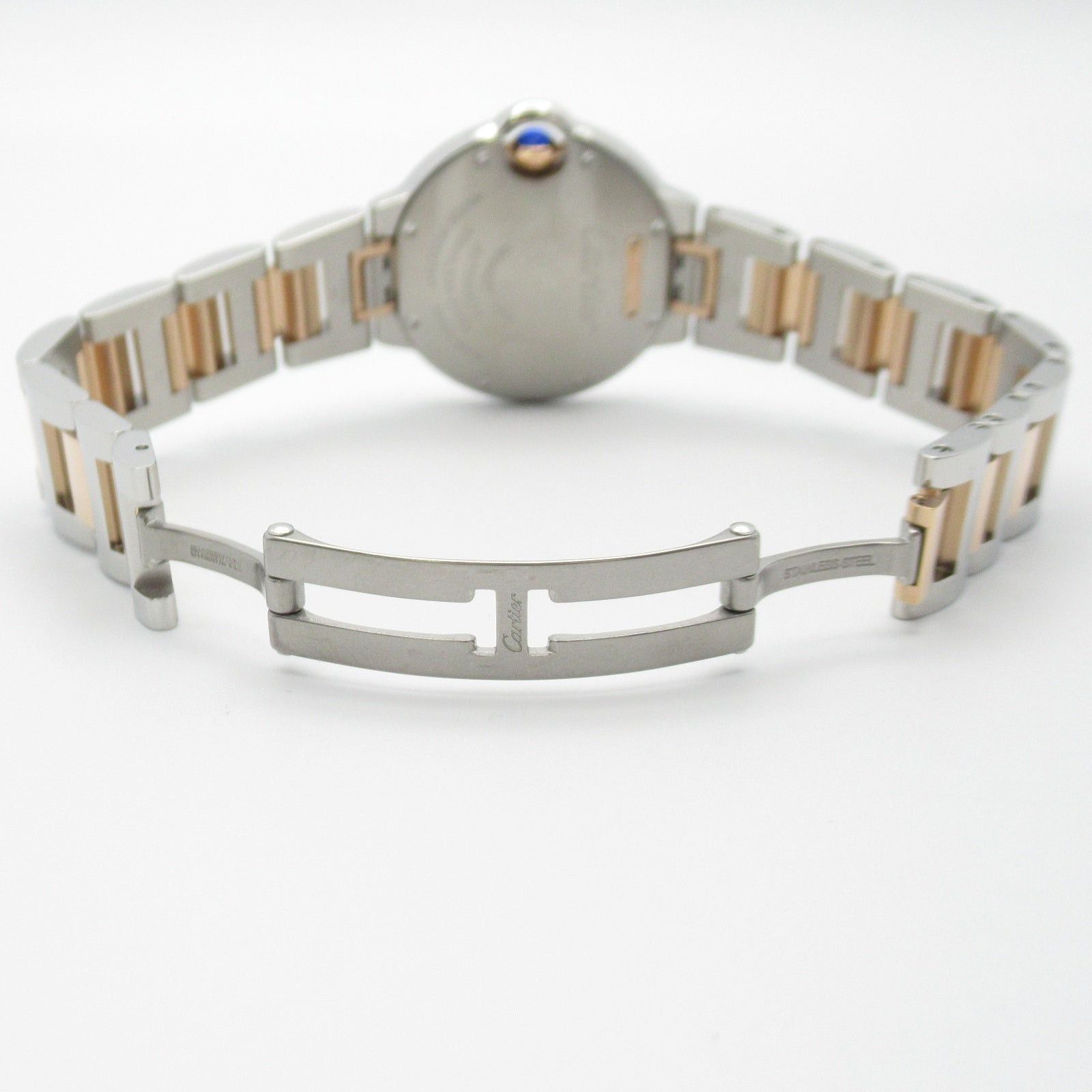 Cartier Baron Blue Boys Watch Automatic Winding K18Pg (Pink Gold) Stainless Steel Silver