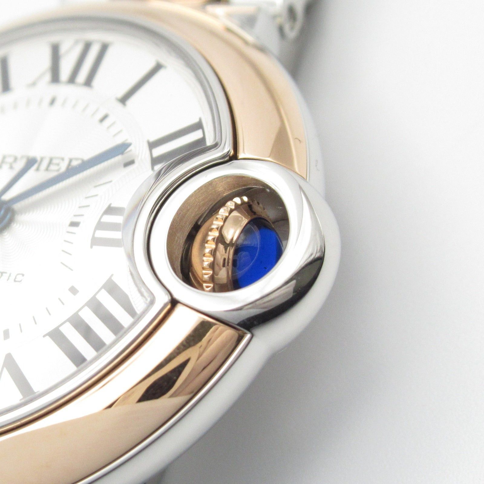 Cartier Baron Blue Boys Watch Automatic Winding K18Pg (Pink Gold) Stainless Steel Silver
