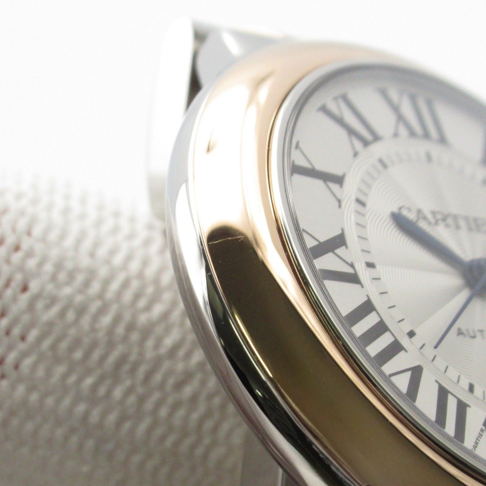 Cartier Baron Blue Boys Watch Automatic Winding K18Pg (Pink Gold) Stainless Steel Silver