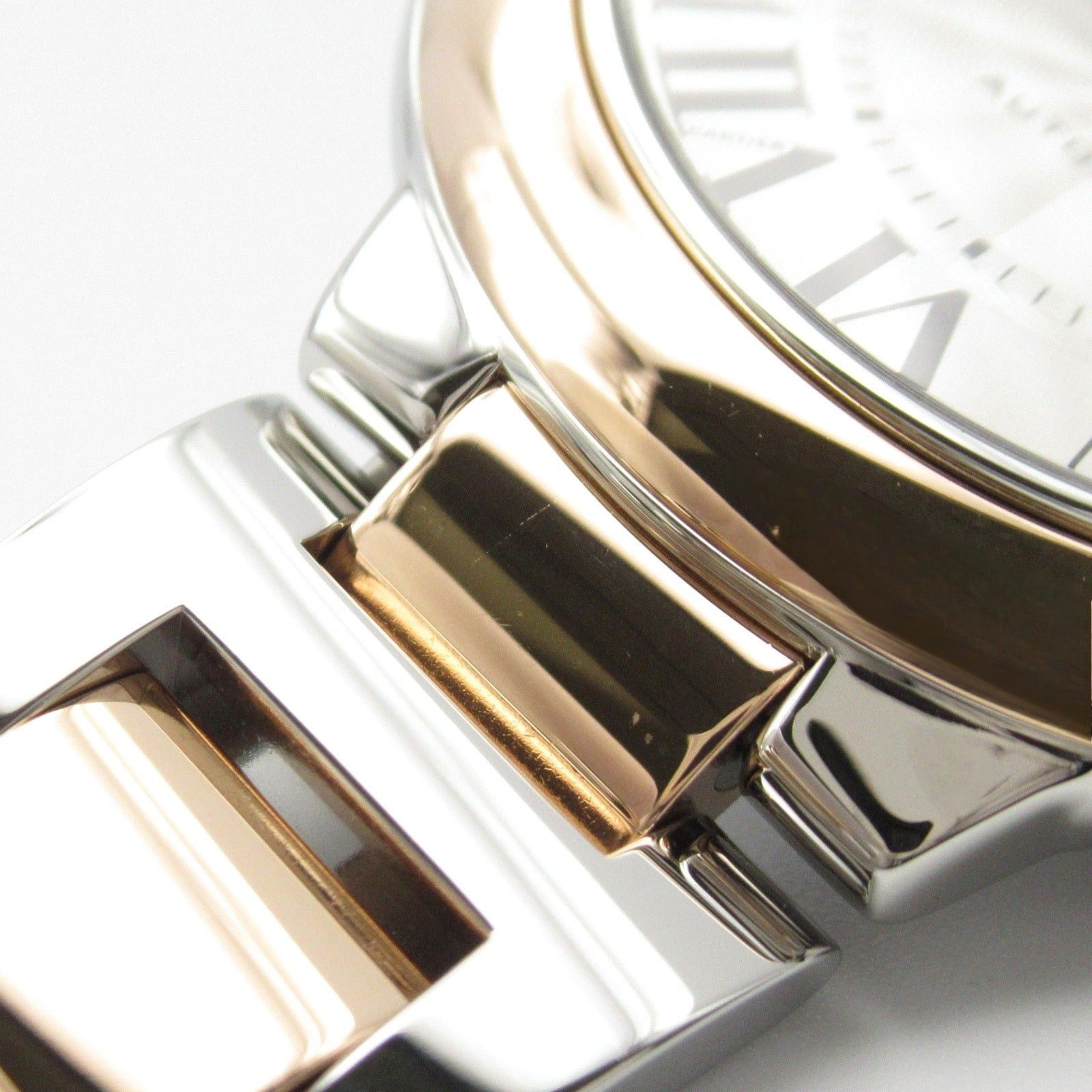 Cartier Baron Blue Boys Watch Automatic Winding K18Pg (Pink Gold) Stainless Steel Silver