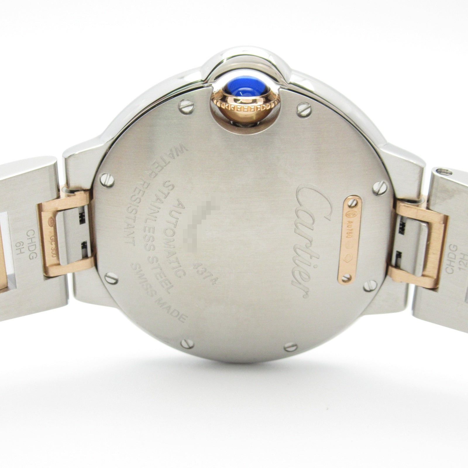 Cartier Baron Blue Boys Watch Automatic Winding K18Pg (Pink Gold) Stainless Steel Silver