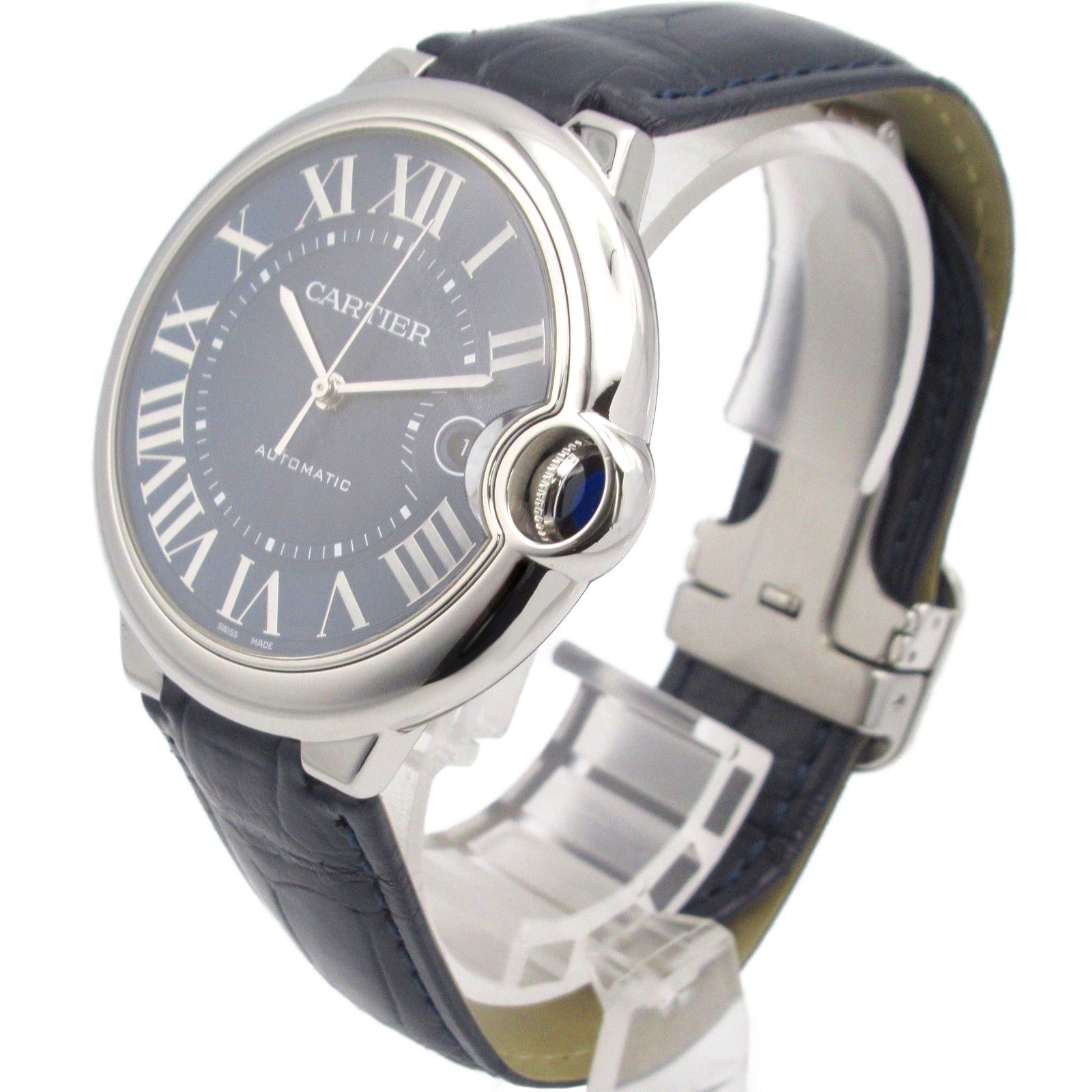 Cartier Cartier Baron Blue Mens Watch Automatic Winding Stainless Steel Crocodile Leather Size ONE SIZE - 2 Thumbnail