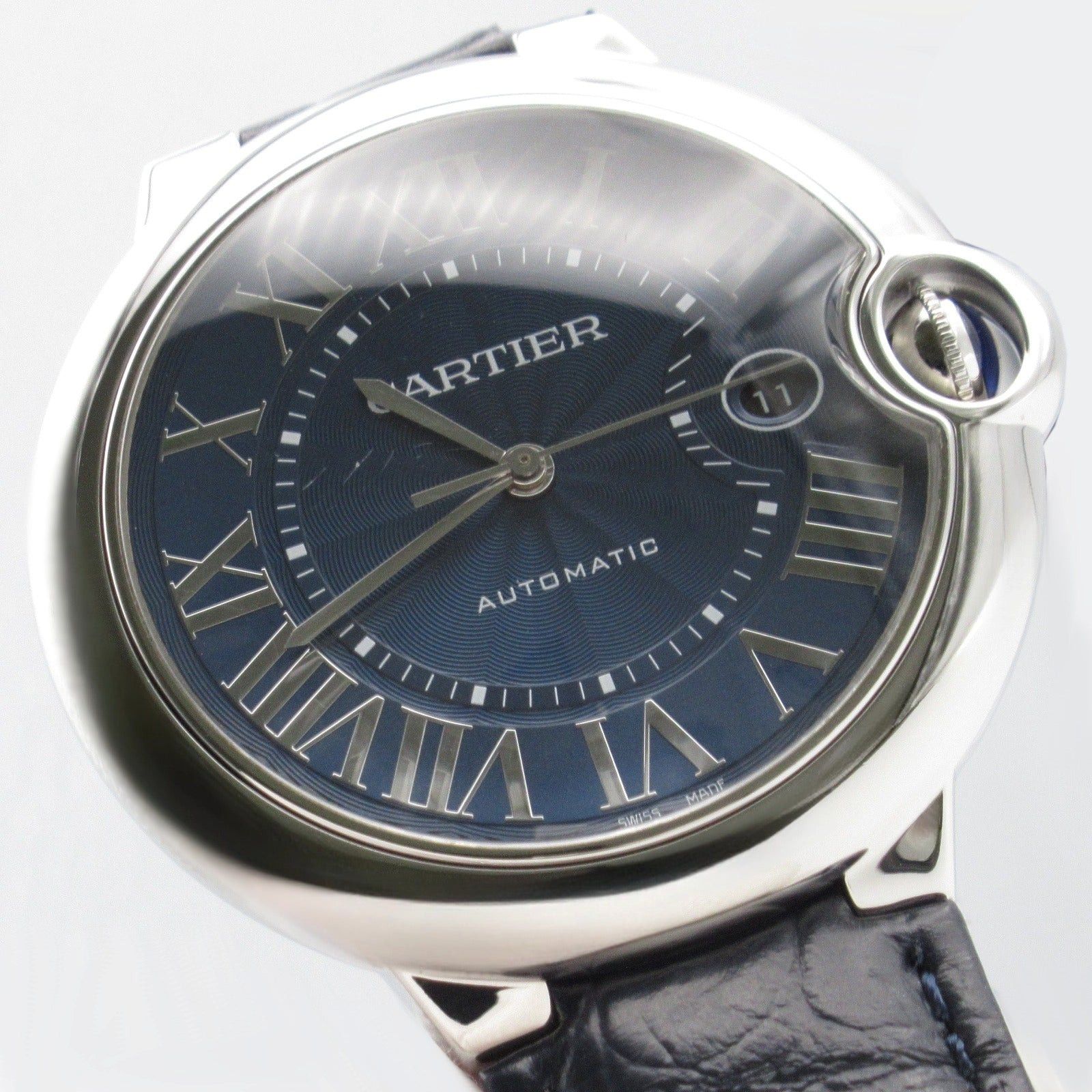 Cartier Cartier Baron Blue Mens Watch Automatic Winding Stainless Steel Crocodile Leather Size ONE SIZE - 3 Thumbnail