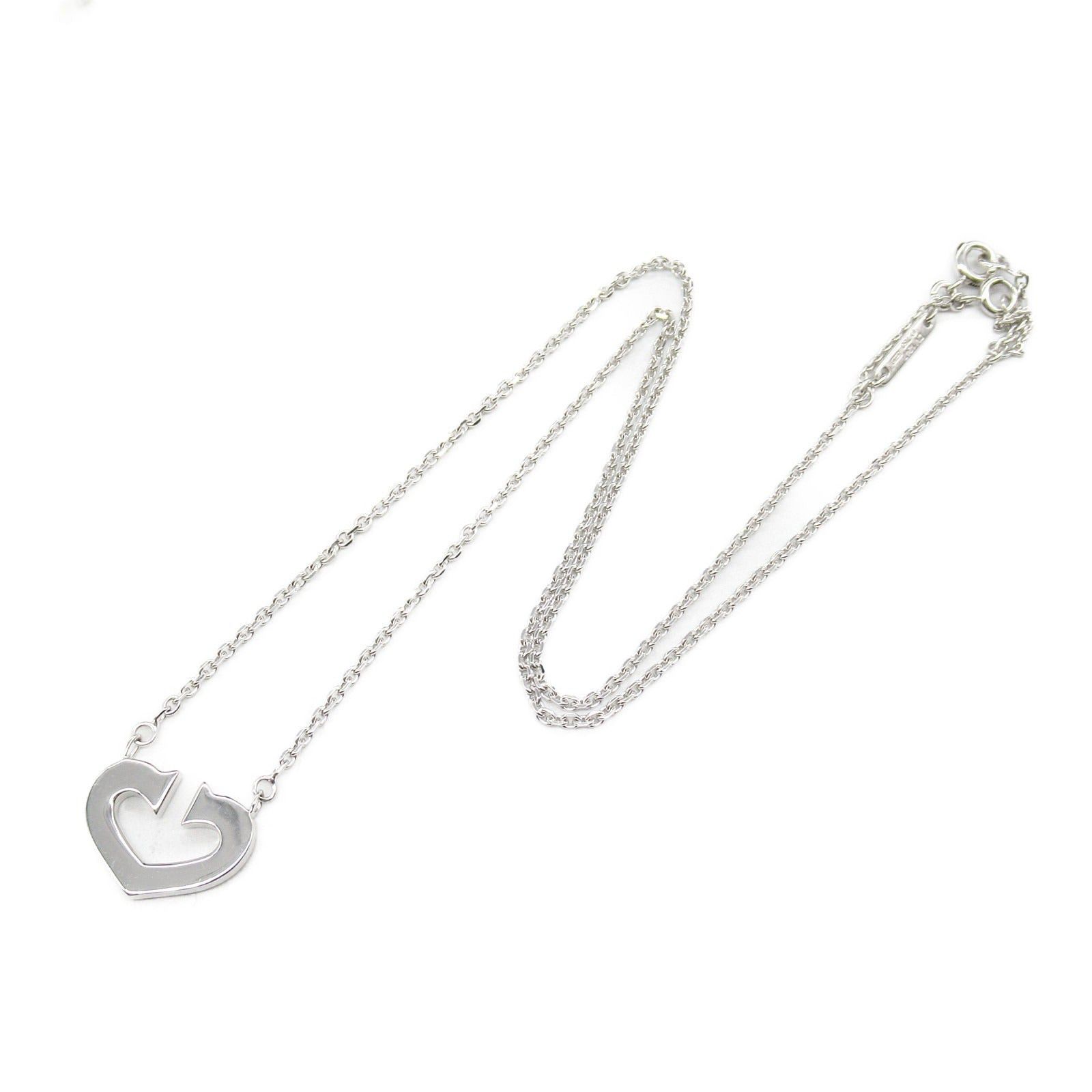 Cartier Cartier C Heart Necklace K18Wg (White Gold) Silver Size ONE SIZE - 3 Thumbnail