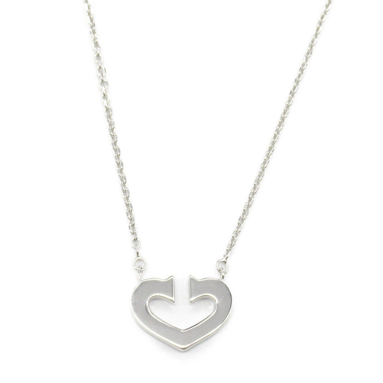 Cartier Cartier C Heart Necklace K18Wg (White Gold) Silver Size ONE SIZE - 2 Thumbnail