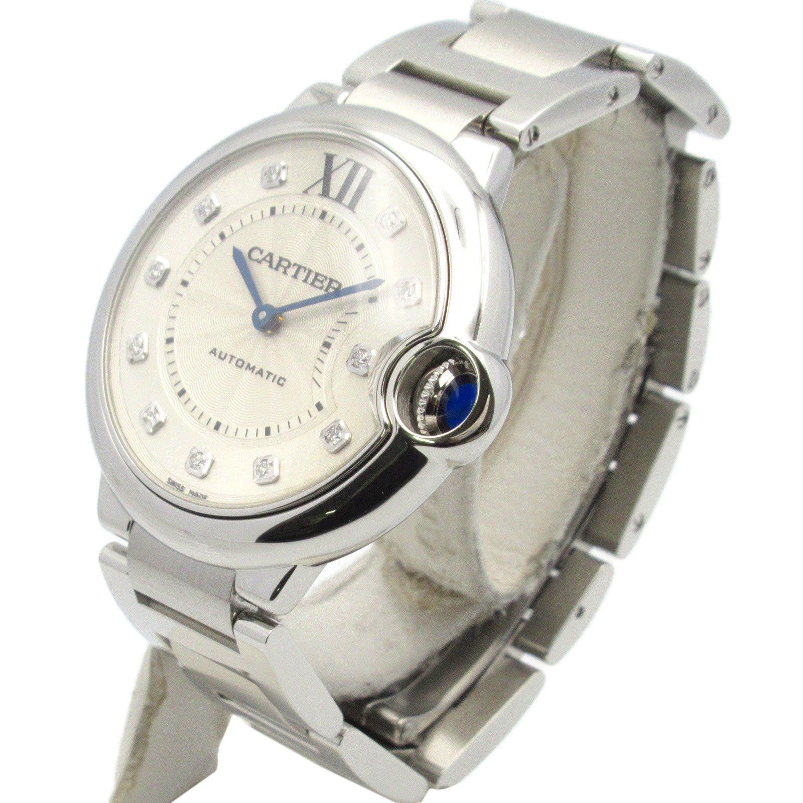 Cartier Cartier Baron Blue 11P Boys Watch Automatic Winding Stainless Steel Diamond Silver Size ONE SIZE - 2 Thumbnail