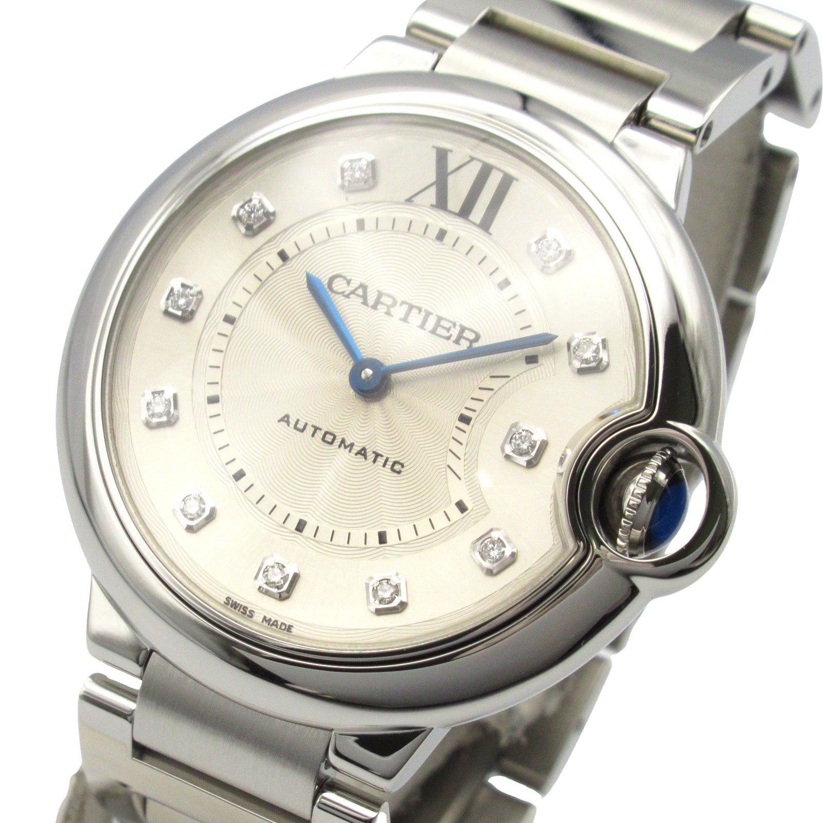 Cartier Cartier Baron Blue 11P Boys Watch Automatic Winding Stainless Steel Diamond Silver Size ONE SIZE - 3 Thumbnail