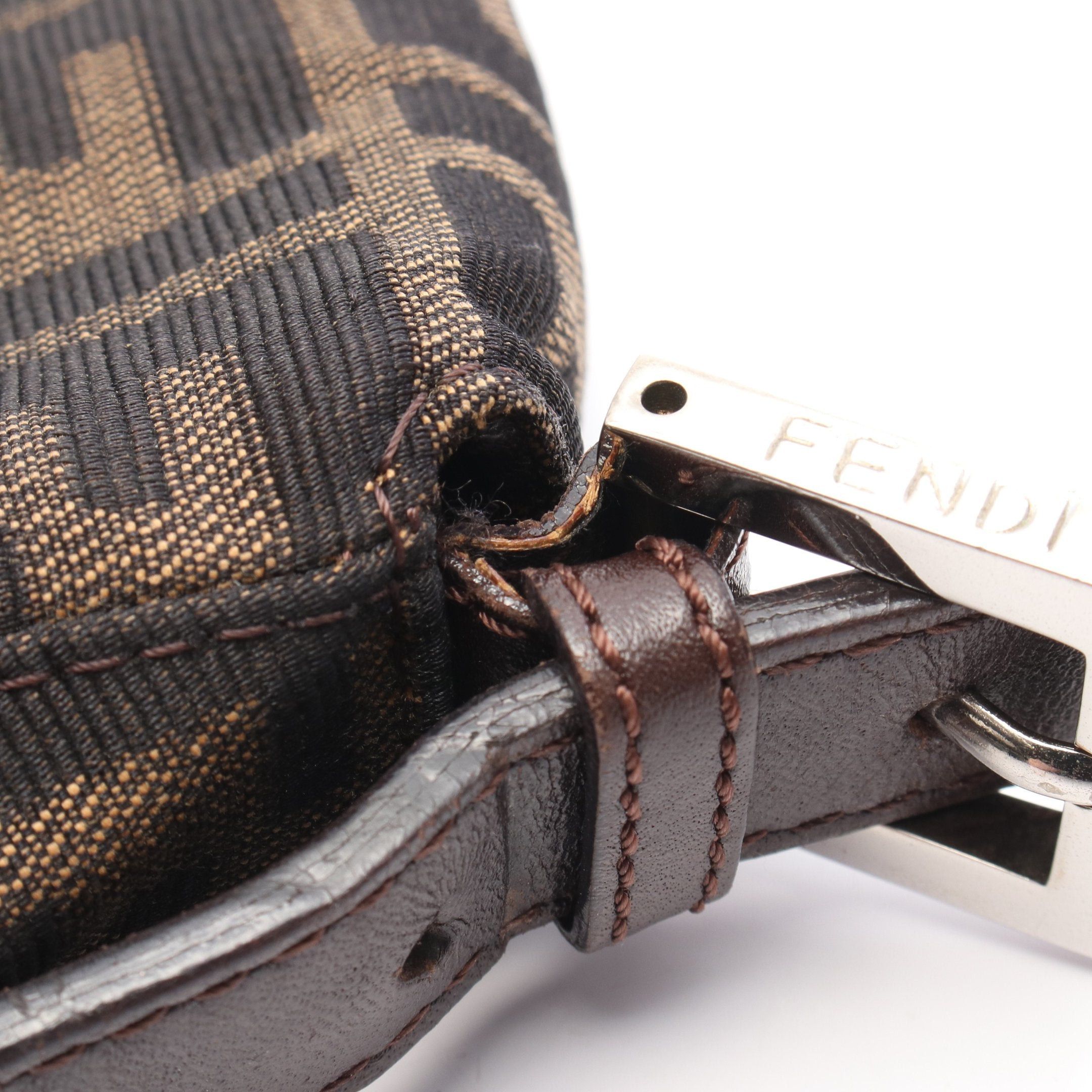 Fendi Fendi Mamma Bucket Zucca One Shoulder Bag Canvas Leather Brown Dark Size ONE SIZE - 10 Thumbnail