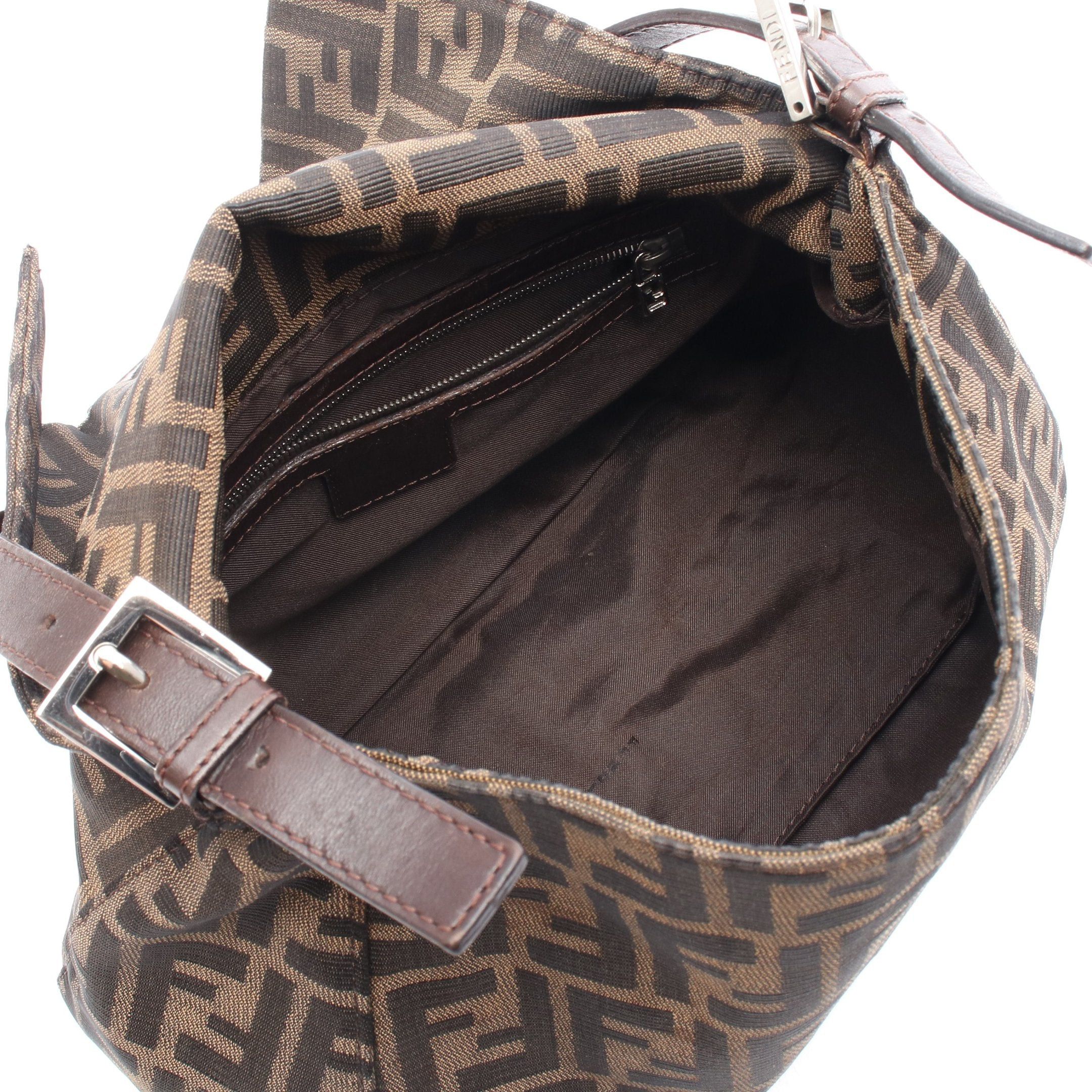 Fendi Fendi Mamma Bucket Zucca One Shoulder Bag Canvas Leather Brown Dark Size ONE SIZE - 3 Thumbnail
