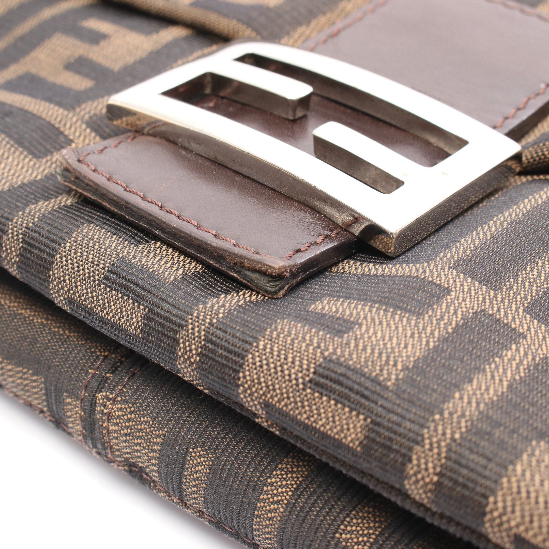 Fendi Fendi Mamma Bucket Zucca One Shoulder Bag Canvas Leather Brown Dark Size ONE SIZE - 5 Thumbnail