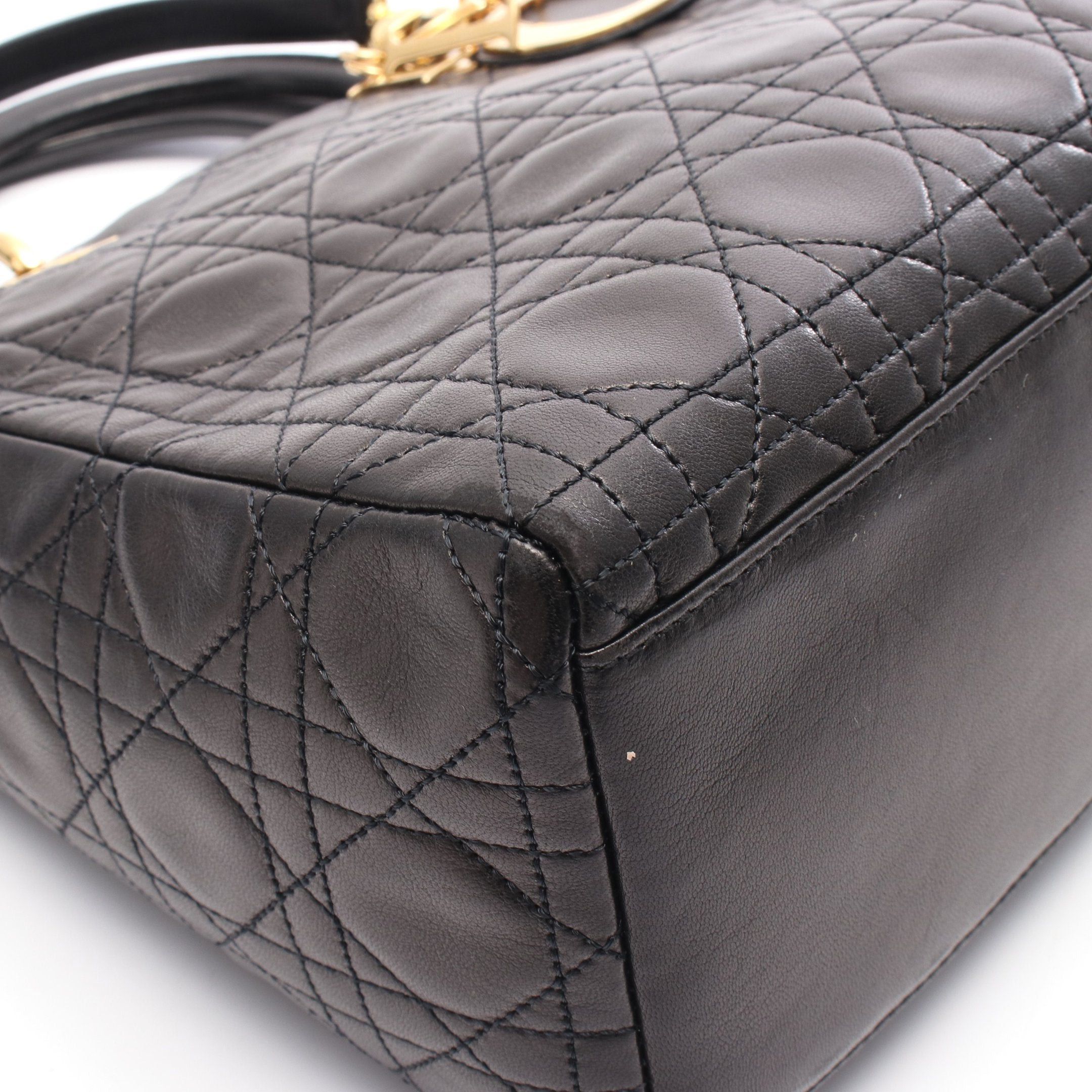 Dior Dior Lady Dior Handbag Leather Black Size ONE SIZE - 6 Thumbnail