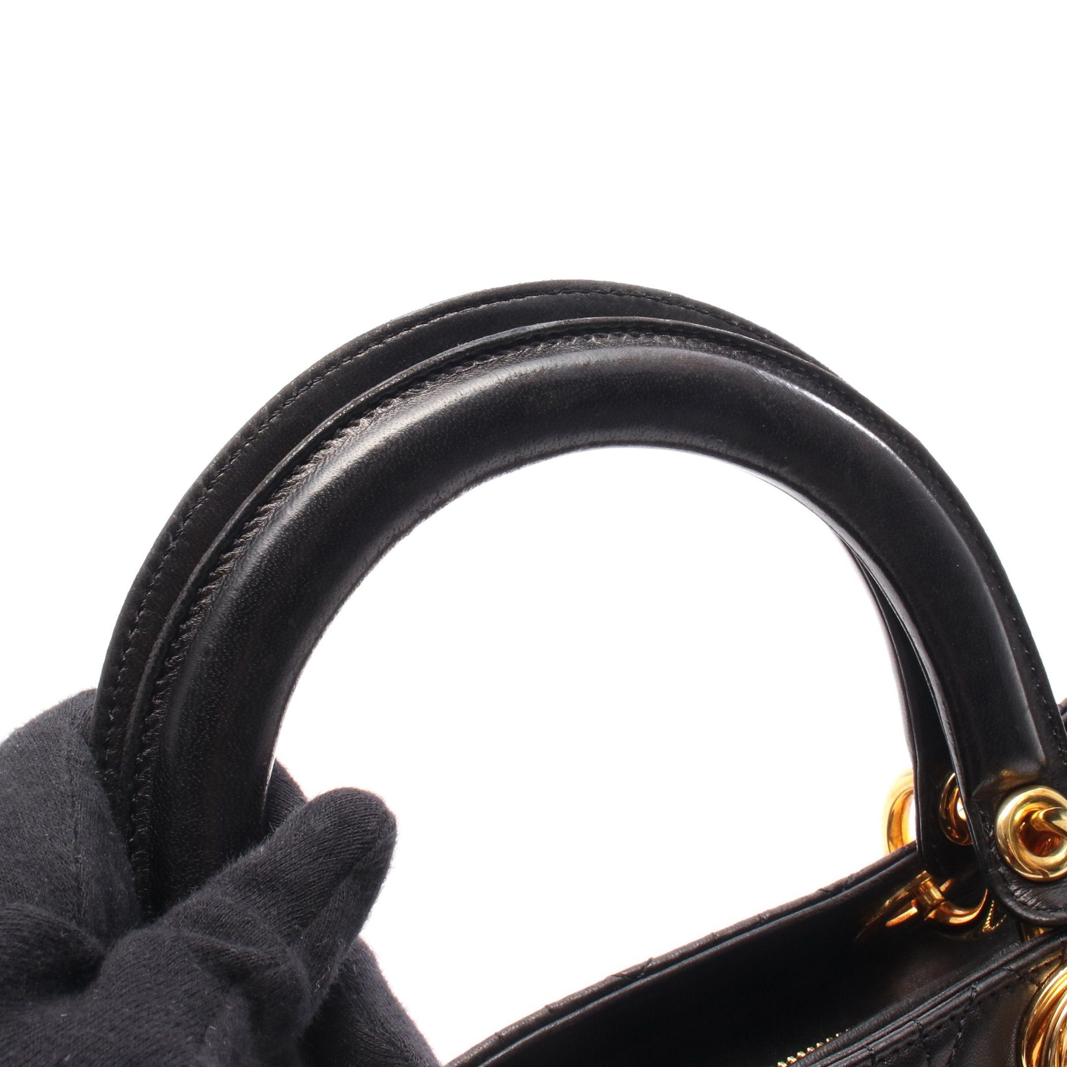 Dior Dior Lady Dior Handbag Leather Black Size ONE SIZE - 5 Thumbnail