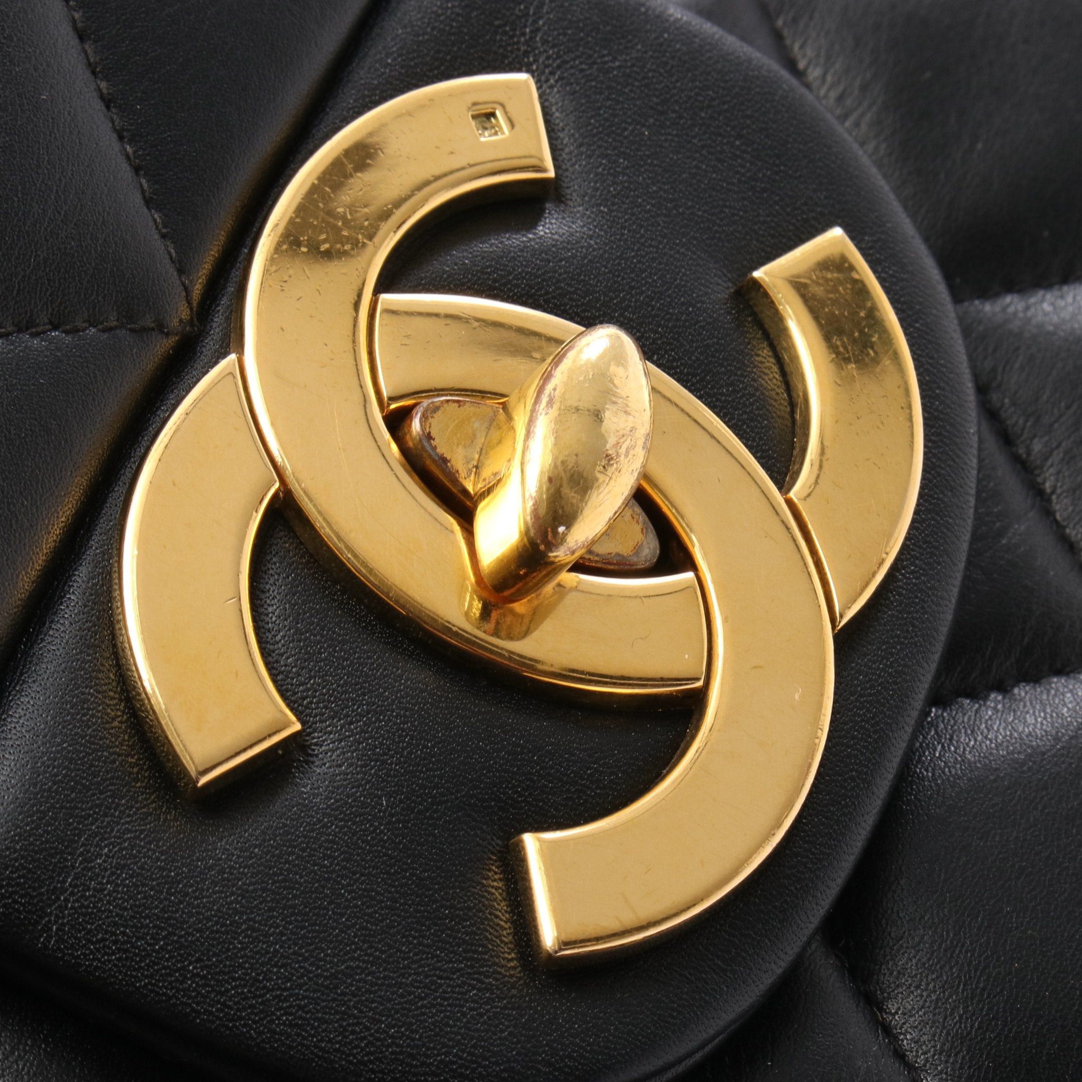 Chanel Chanel Decamatlassé 34 Single Flap Double Chain Shoulder Bag Lambskin Black Gold Hardware Size ONE SIZE - 8 Thumbnail