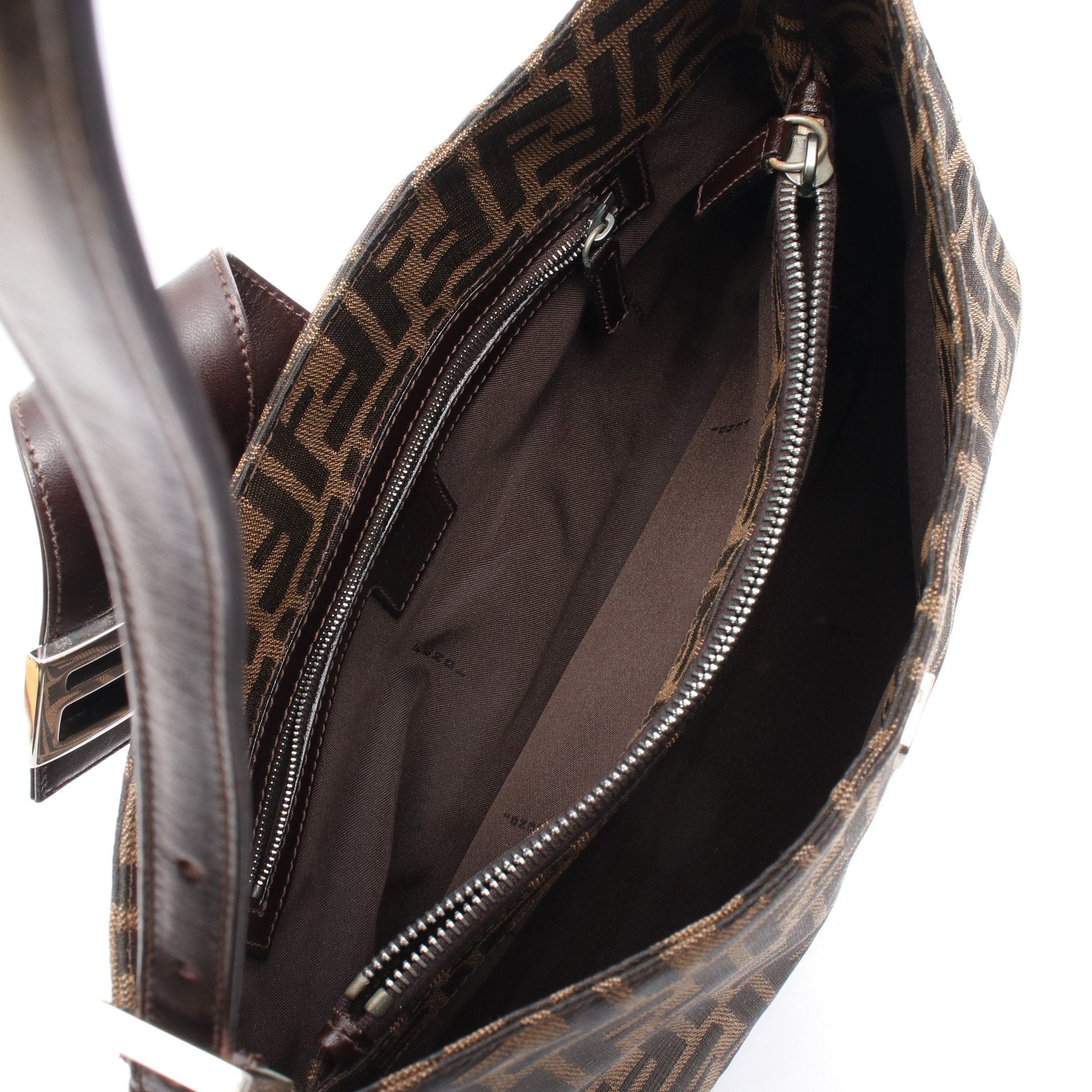 Fendi Fendi Zucca One Shoulder Bag Canvas Leather Brown Dark Size ONE SIZE - 3 Thumbnail