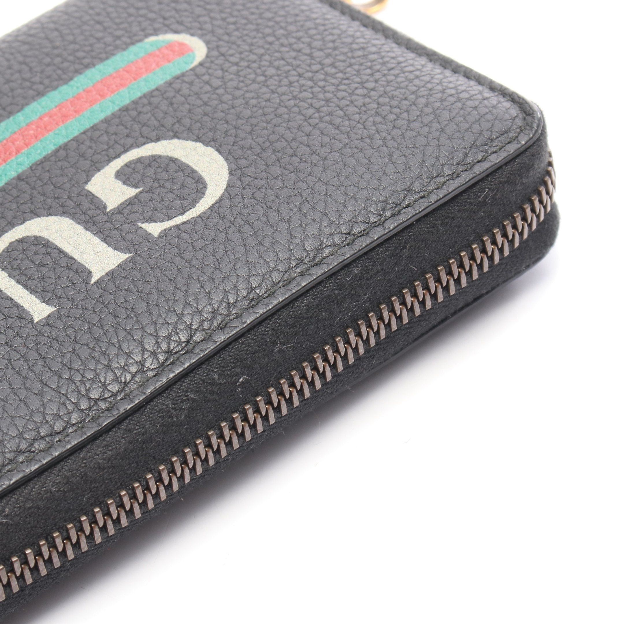 Gucci Gucci Gucci Print Zip Around Wallet Round Zipper Long Leather Black Size ONE SIZE - 6 Thumbnail