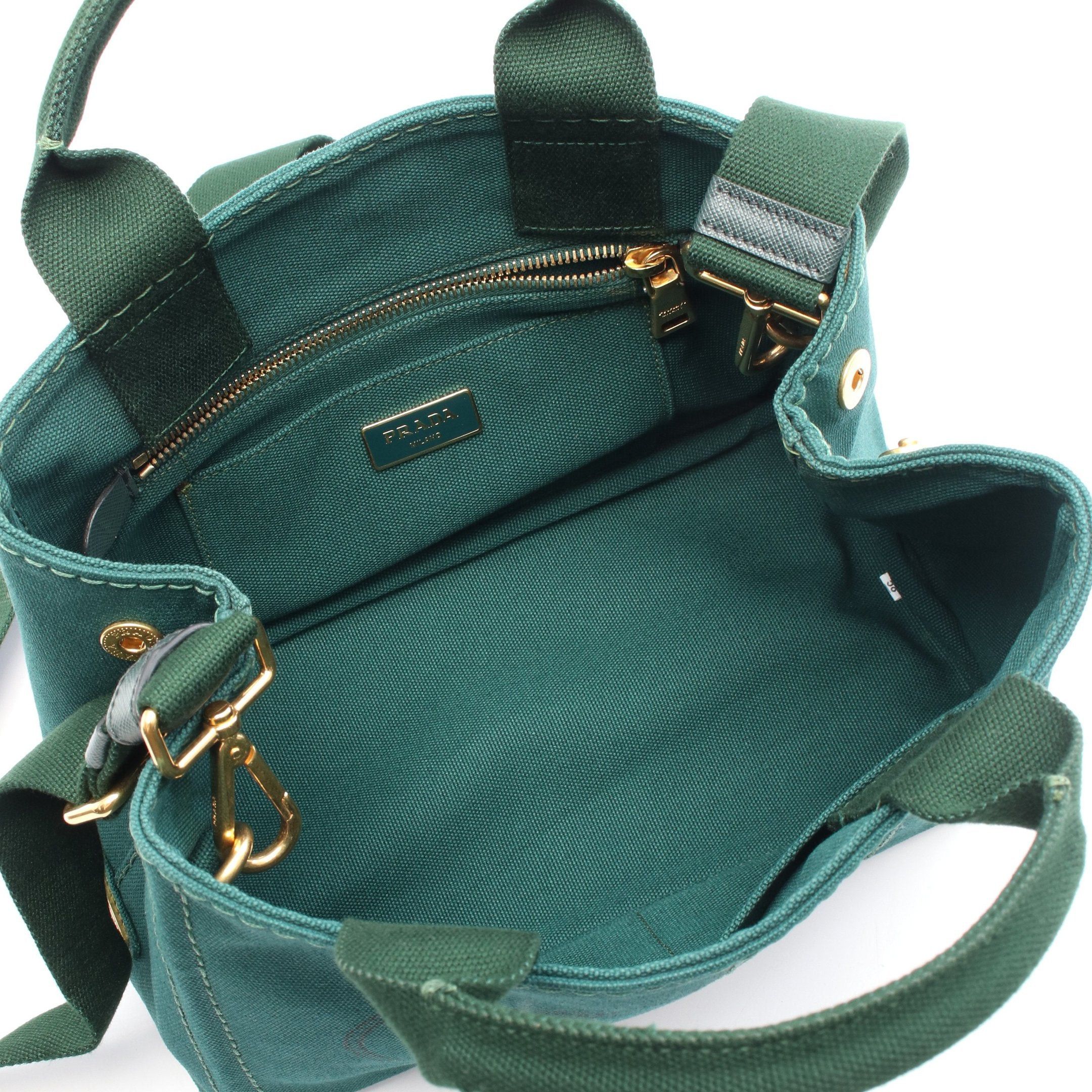Prada Prada Canapa Kanapa Handbag Tote Bag Canvas Dark Green Size ONE SIZE - 3 Thumbnail