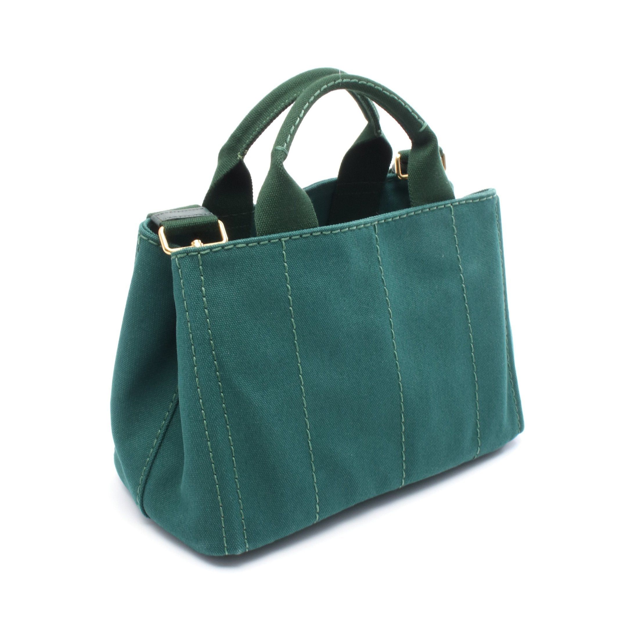 Prada Prada Canapa Kanapa Handbag Tote Bag Canvas Dark Green Size ONE SIZE - 2 Thumbnail