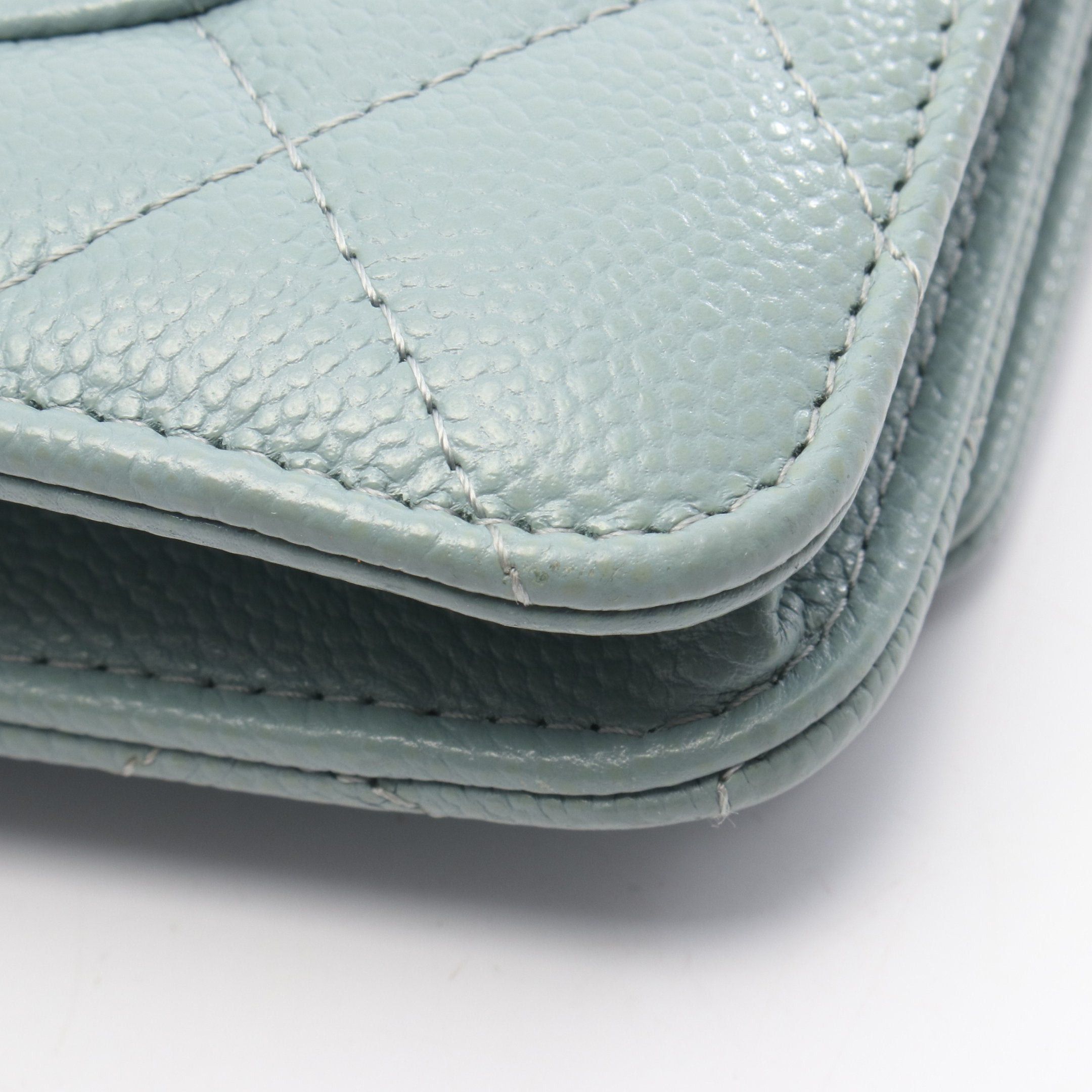 Chanel Chanel Matelasse Chain Wallet Caviar Skin Light Green Silver Hardware Size ONE SIZE - 8 Thumbnail