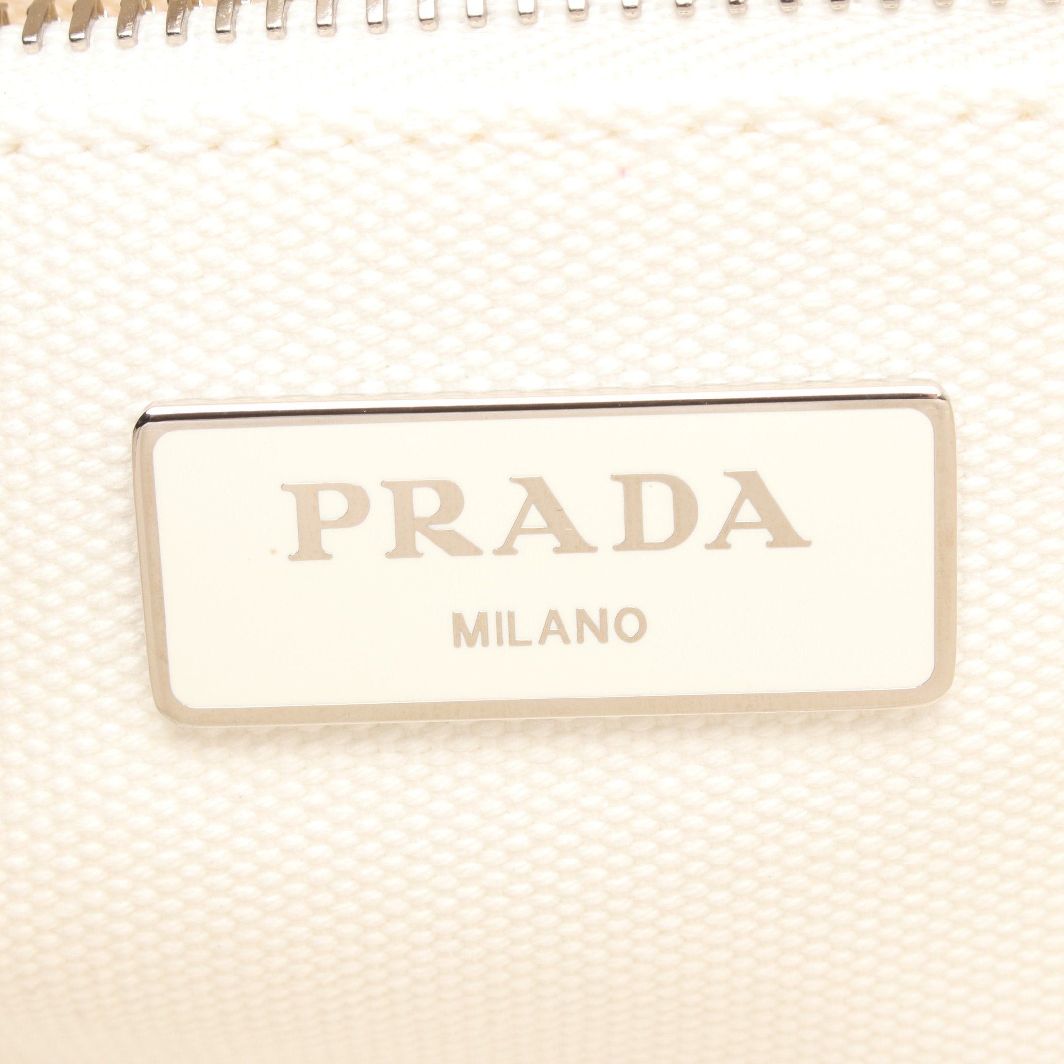 Prada Prada Canapa Kanapa Handbag Tote Bag Canvas White Size ONE SIZE - 4 Thumbnail