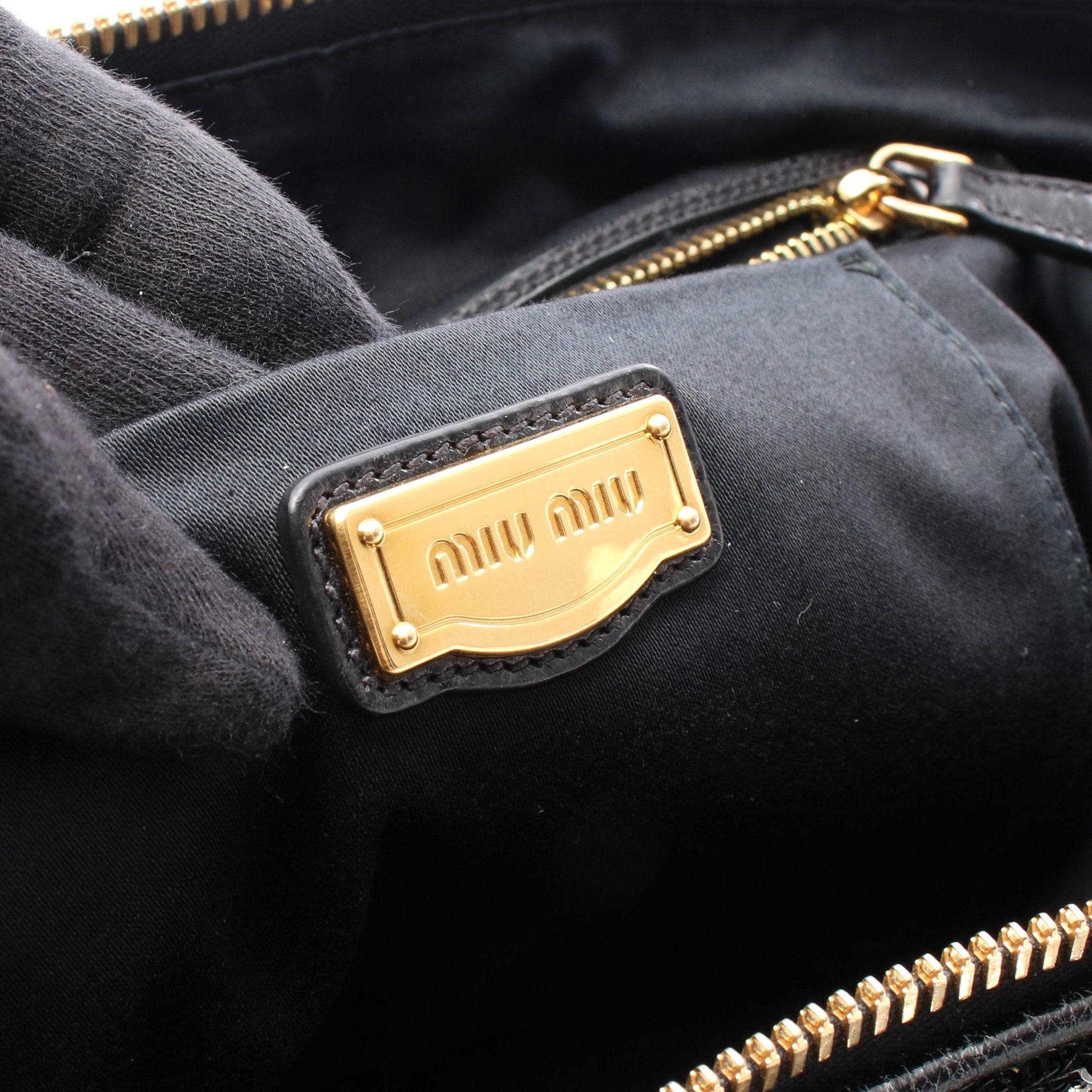 Miu Miu Miu Miu Handbag Tote Bag Sequin Leather Black Multicolor Size ONE SIZE - 4 Thumbnail