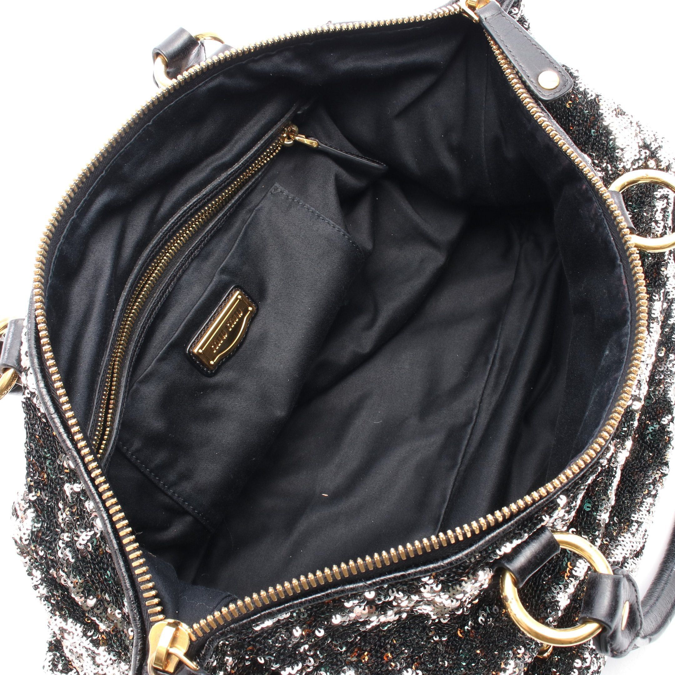 Miu Miu Miu Miu Handbag Tote Bag Sequin Leather Black Multicolor Size ONE SIZE - 3 Thumbnail