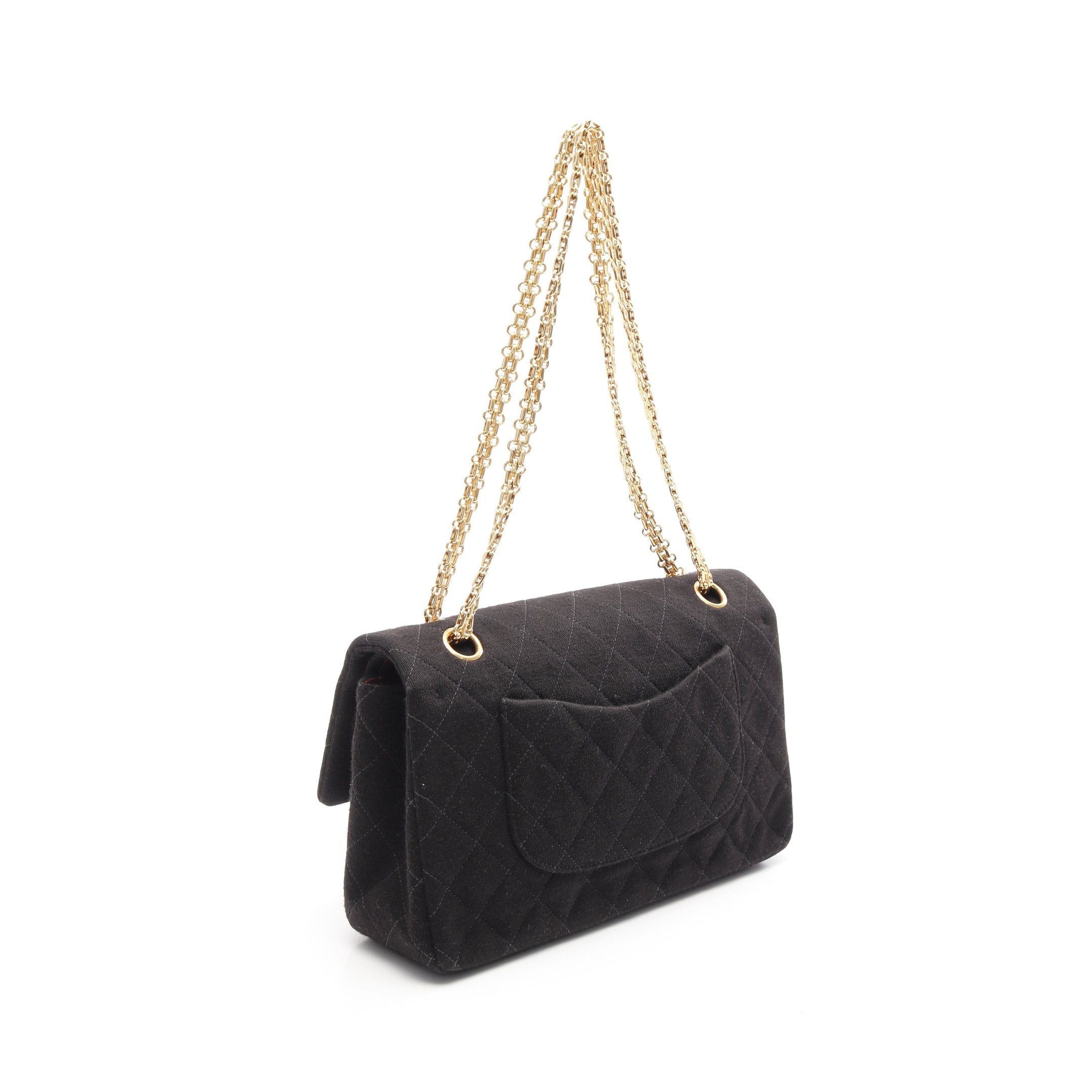 Chanel Chanel Matelasse Double Flap Double Chain Shoulder Bag Cotton Black Gold Hardware Size ONE SIZE - 2 Thumbnail