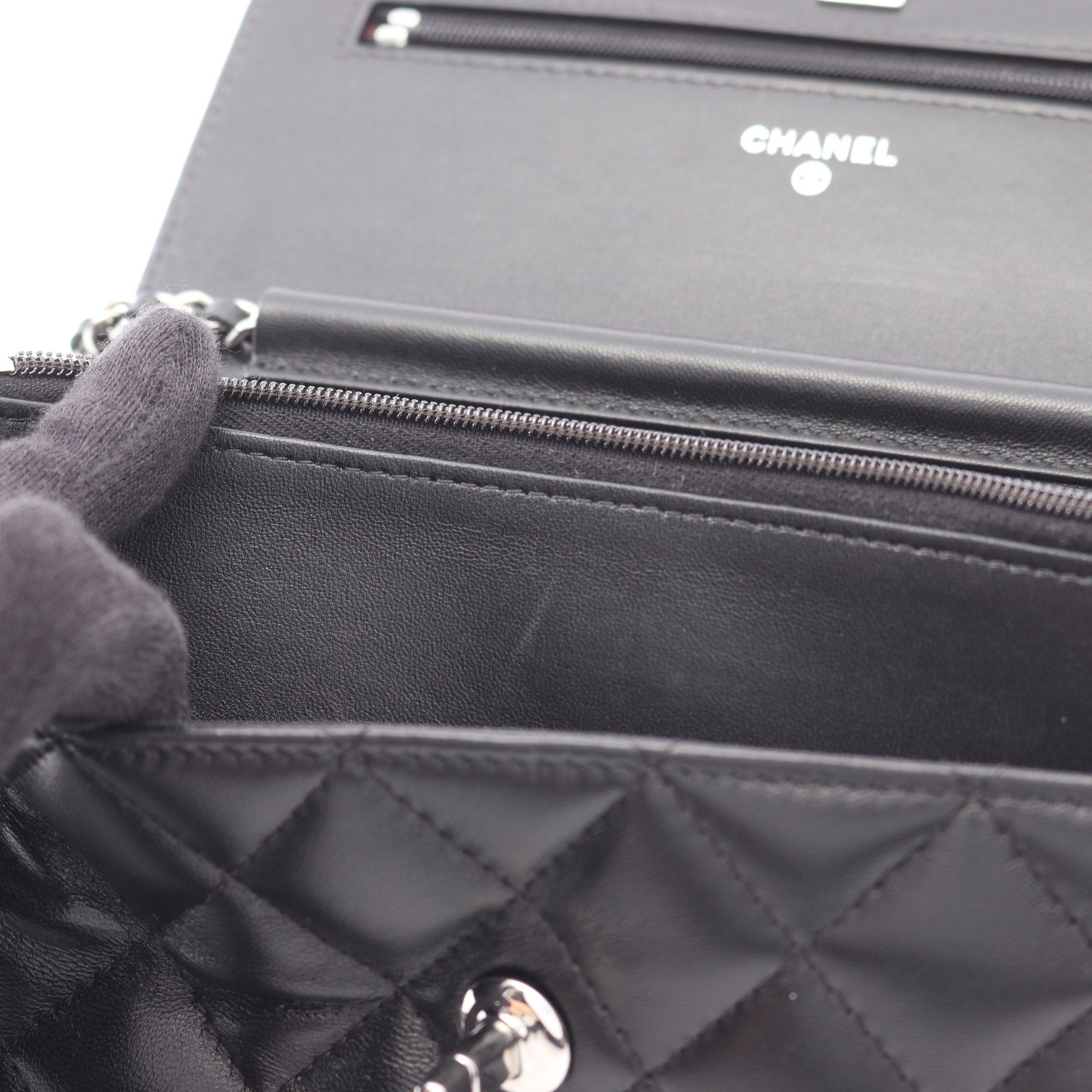 Chanel Chanel Matelasse Chain Wallet Lambskin Black Silver Hardware Size ONE SIZE - 6 Thumbnail