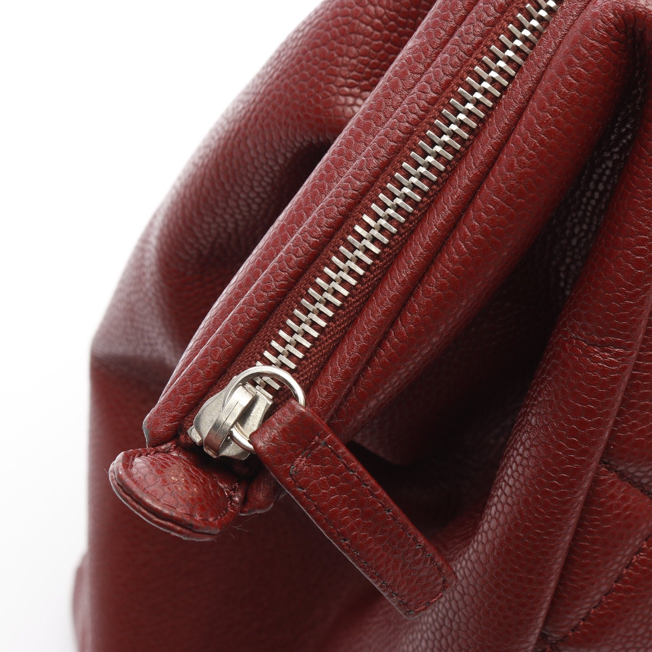 Chanel Chanel Coco Mark Chain Handbag Tote Bag Caviar Skin Red Silver Hardware Size ONE SIZE - 7 Thumbnail