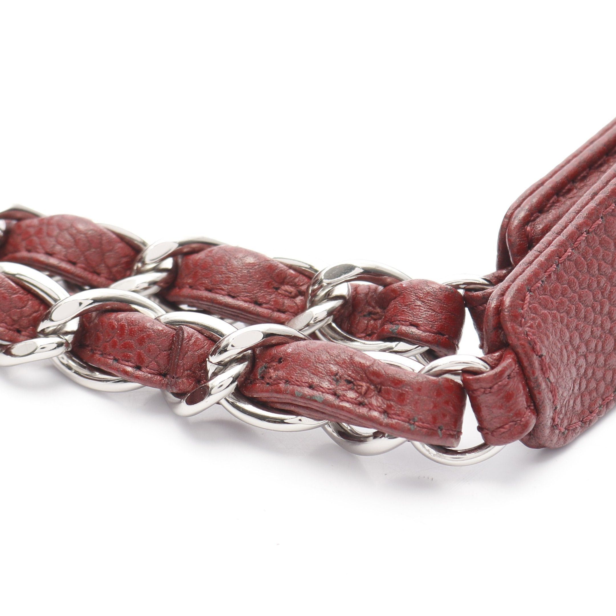 Chanel Chanel Coco Mark Chain Handbag Tote Bag Caviar Skin Red Silver Hardware Size ONE SIZE - 10 Thumbnail