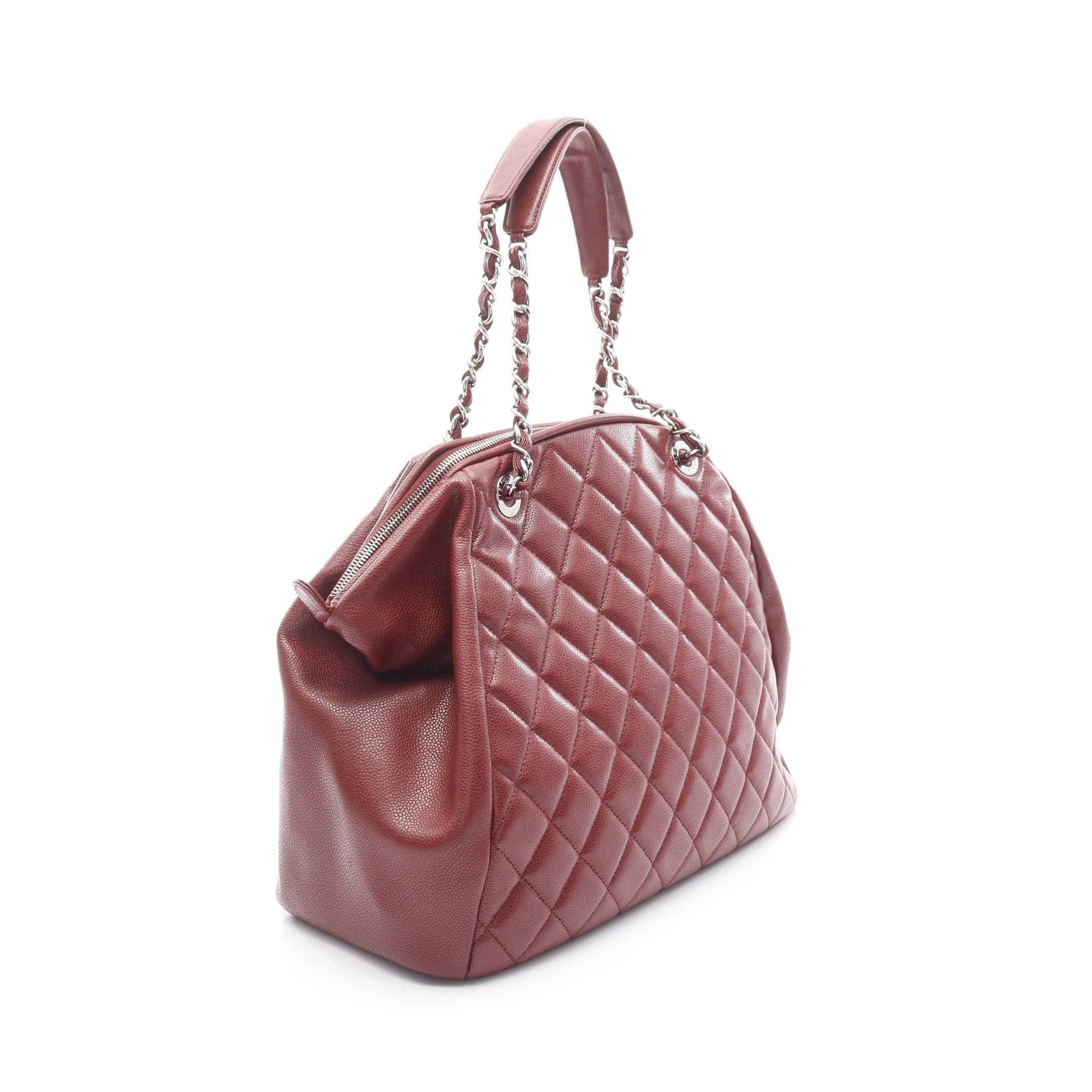 Chanel Chanel Coco Mark Chain Handbag Tote Bag Caviar Skin Red Silver Hardware Size ONE SIZE - 2 Thumbnail