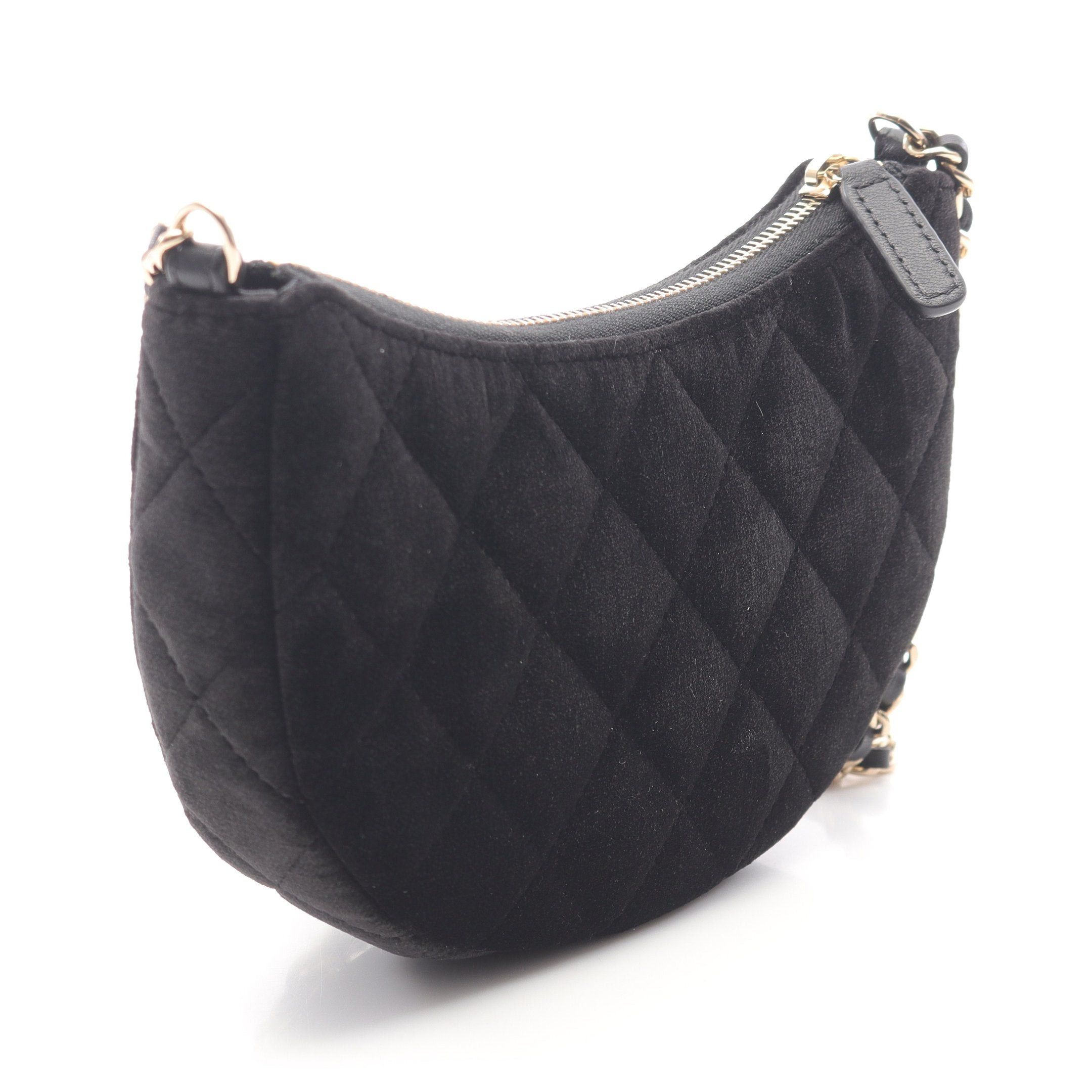 Chanel Chanel Mini Matelasse Hobo Chain Shoulder Bag Velor Black Gold Hardware Size ONE SIZE - 2 Thumbnail