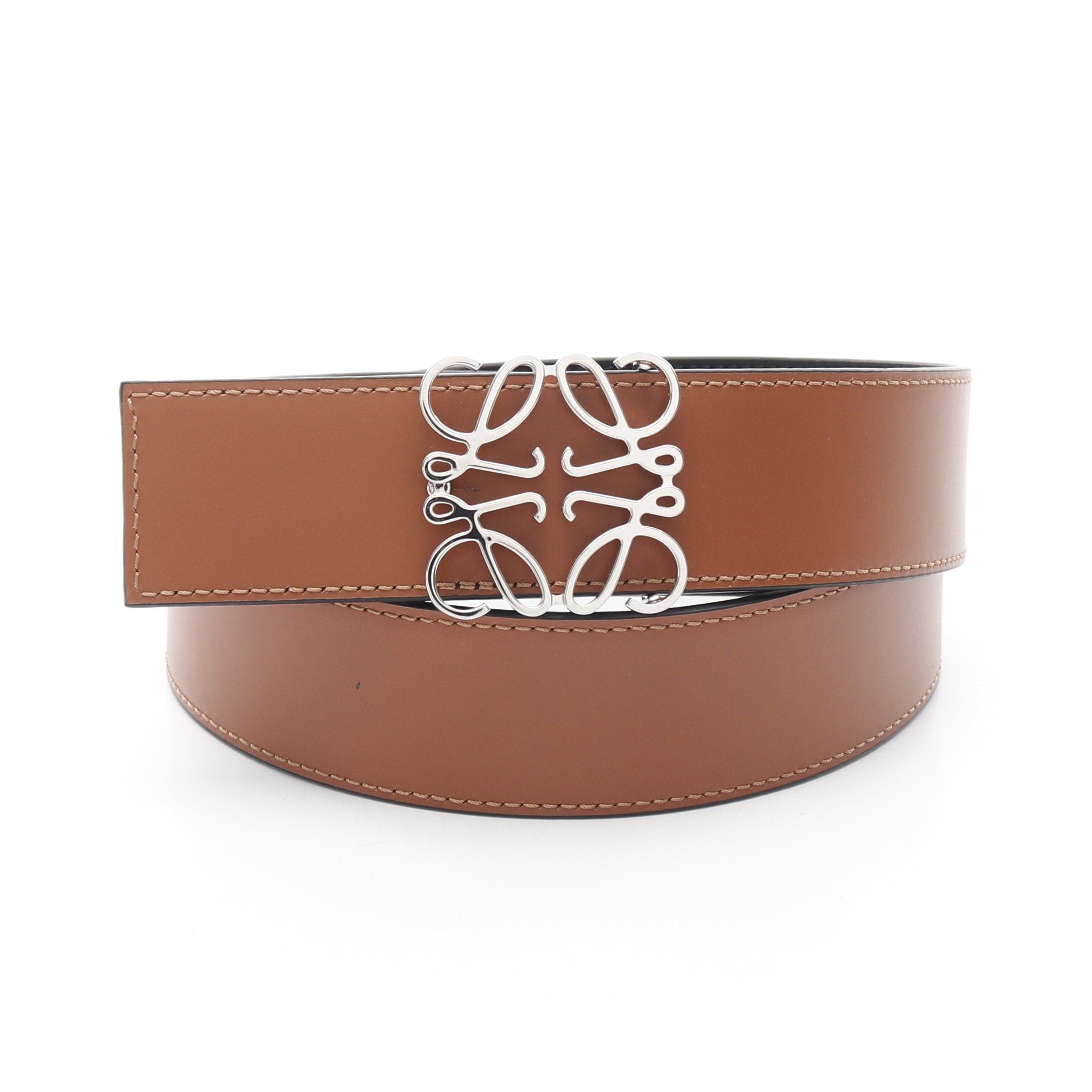 Loewe Loewe Anagram Belt Leather Black Light Brown Reversible Silver Hardware Size ONE SIZE - 5 Thumbnail