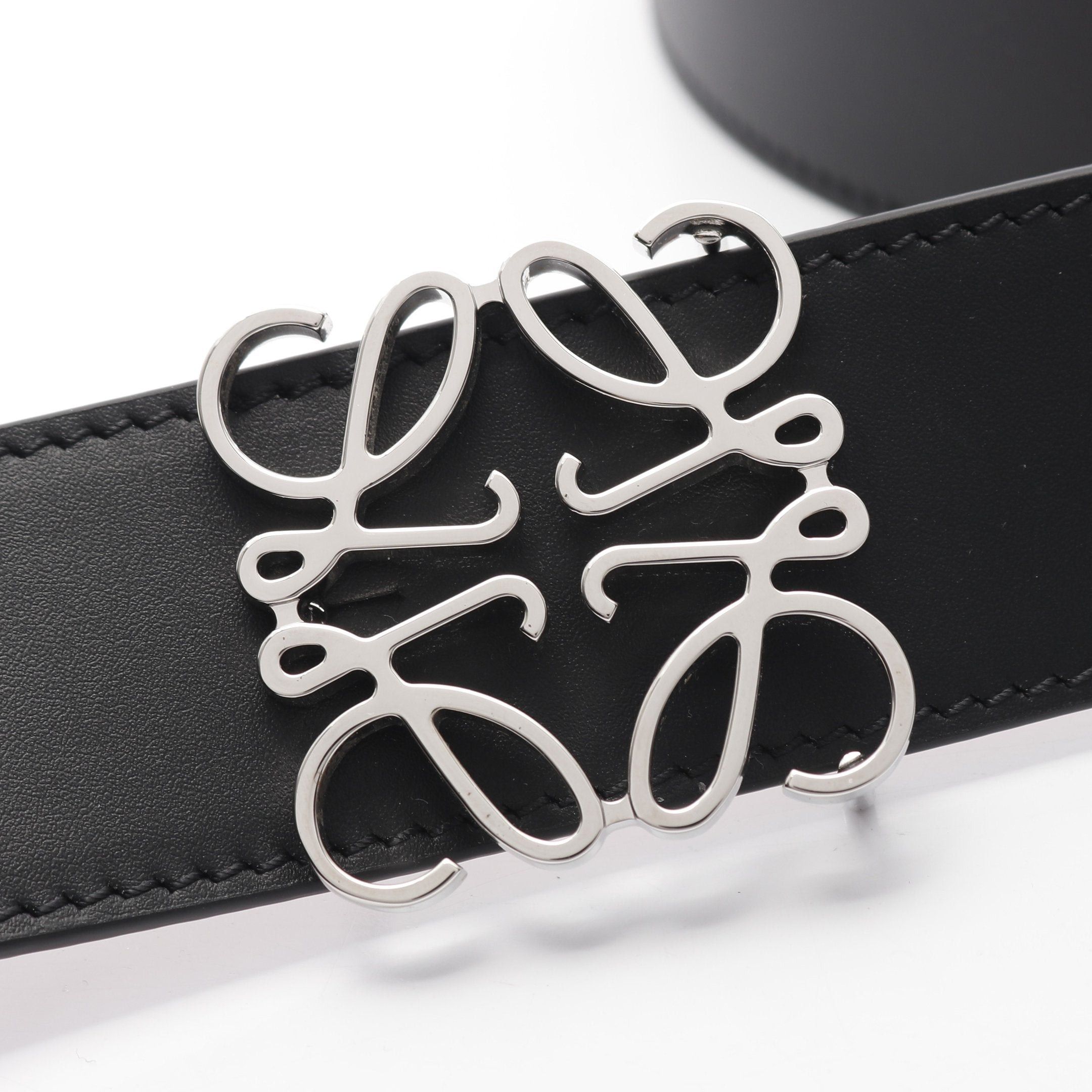 Loewe Loewe Anagram Belt Leather Black Light Brown Reversible Silver Hardware Size ONE SIZE - 7 Thumbnail