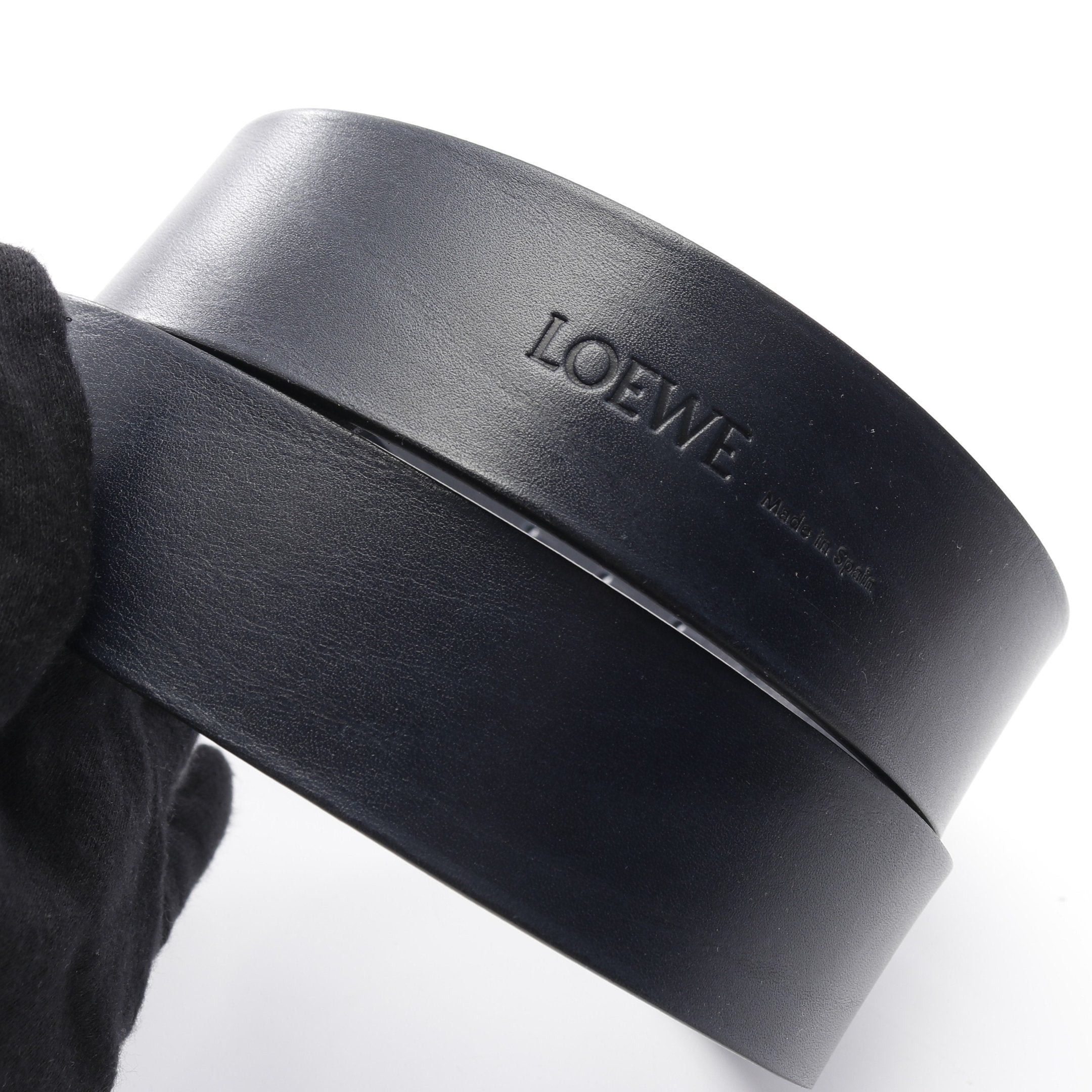 Loewe Loewe Chunky Anagram Belt Leather Dark Navy Silver Hardware Size ONE SIZE - 7 Thumbnail