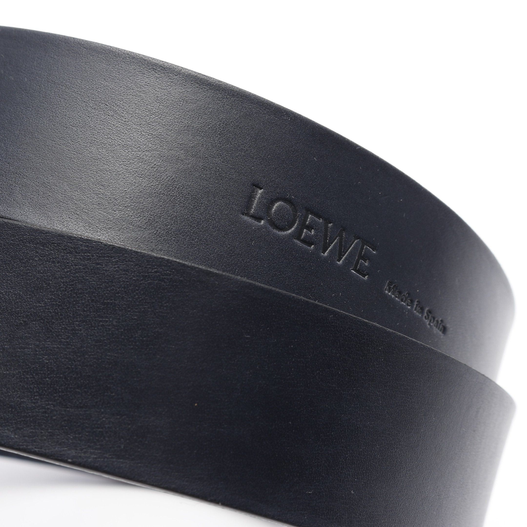 Loewe Loewe Chunky Anagram Belt Leather Dark Navy Silver Hardware Size ONE SIZE - 7 Thumbnail