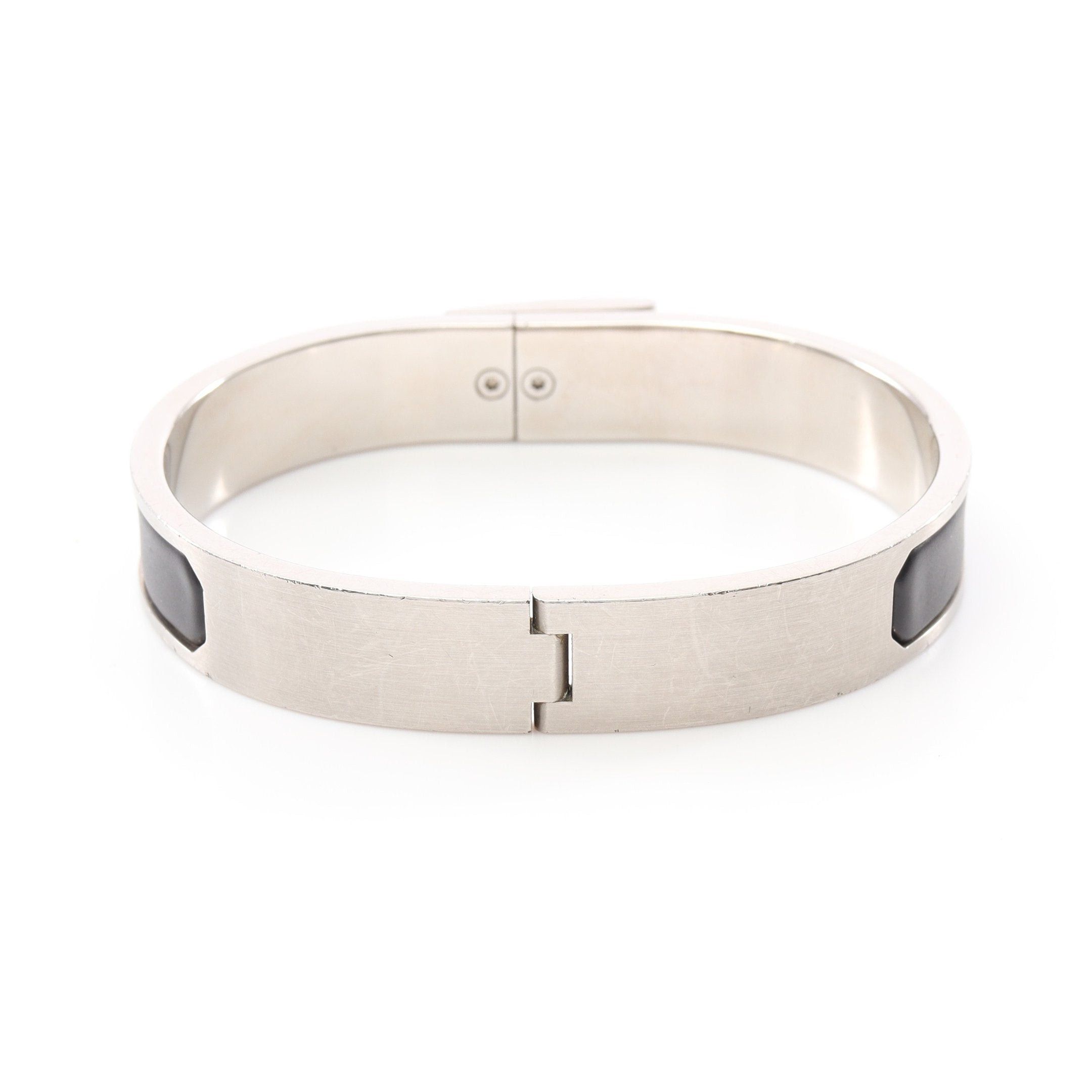 Hermes Hermes Jet Bracelet Bangle Silver Black Size ONE SIZE - 2 Thumbnail