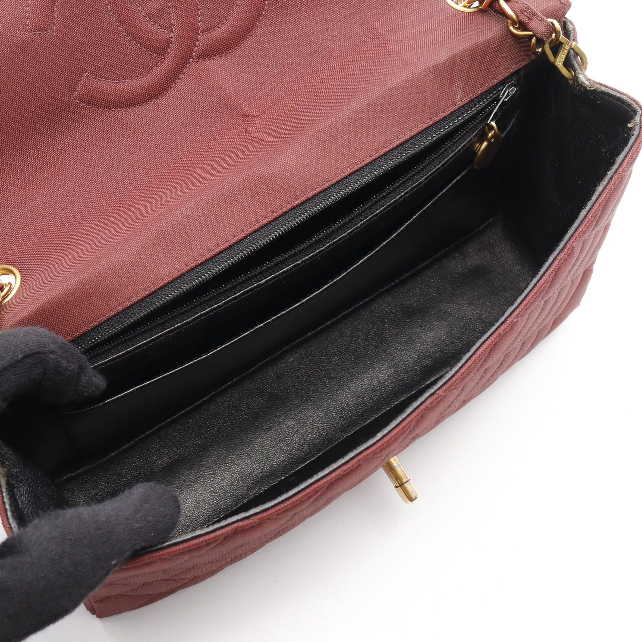 Chanel Chanel Matelasse Single Flap Chain Shoulder Bag Nylon Burgundy Gold Hardware Size ONE SIZE - 3 Thumbnail
