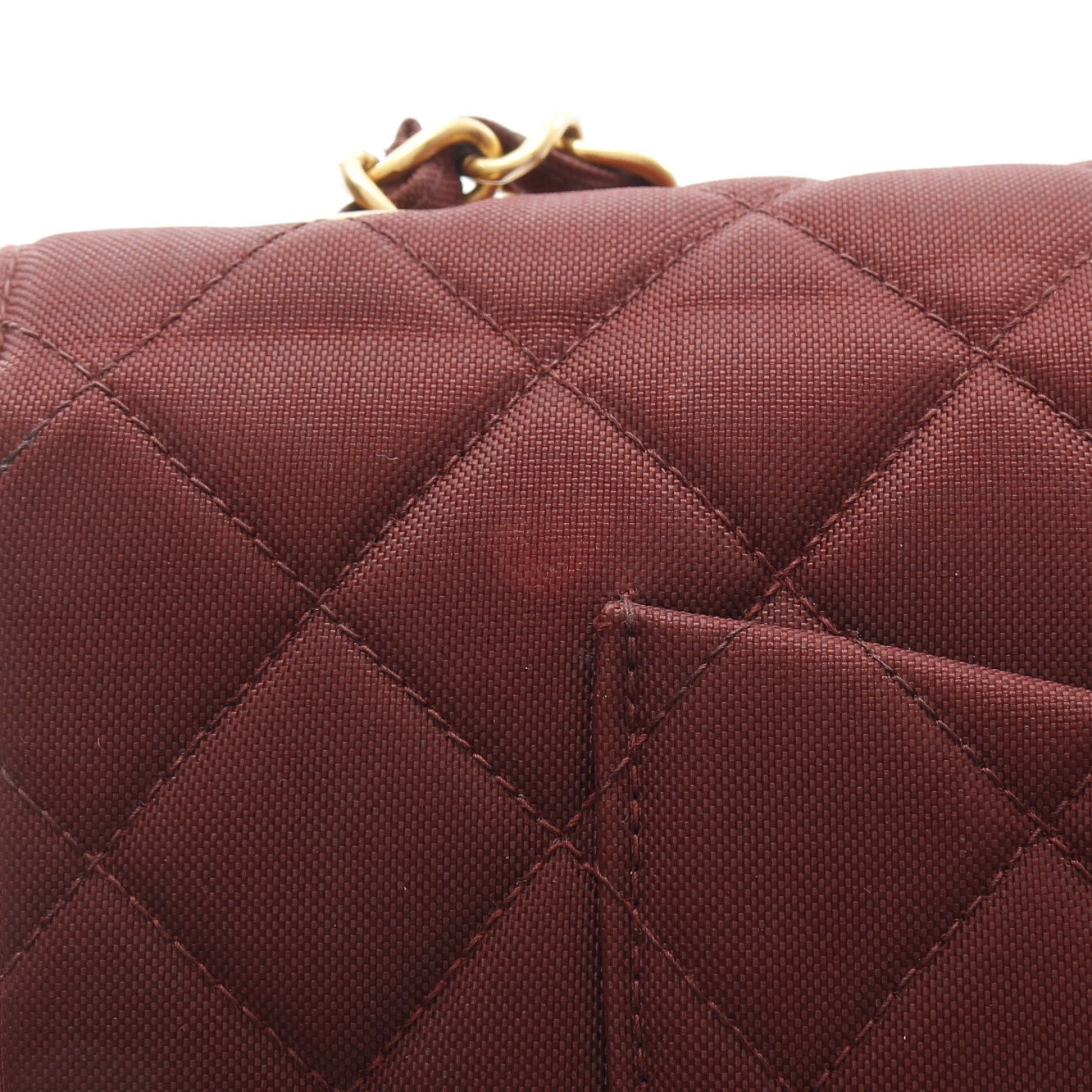 Chanel Chanel Matelasse Single Flap Chain Shoulder Bag Nylon Burgundy Gold Hardware Size ONE SIZE - 10 Thumbnail