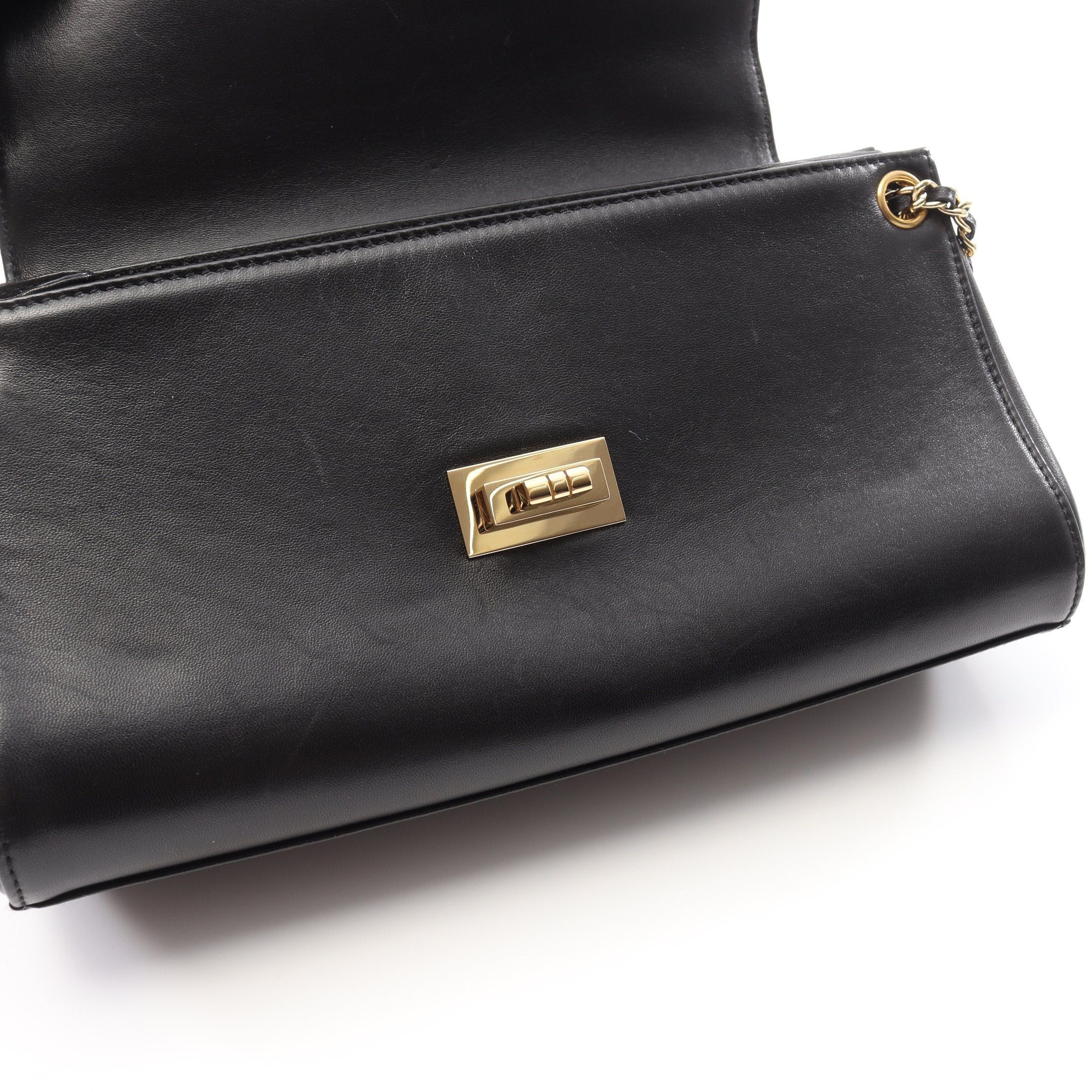 Chanel Chanel 2.55 Chocolate Bar Double Chain Shoulder Bag Lambskin Black Gold Hardware Size ONE SIZE - 7 Thumbnail
