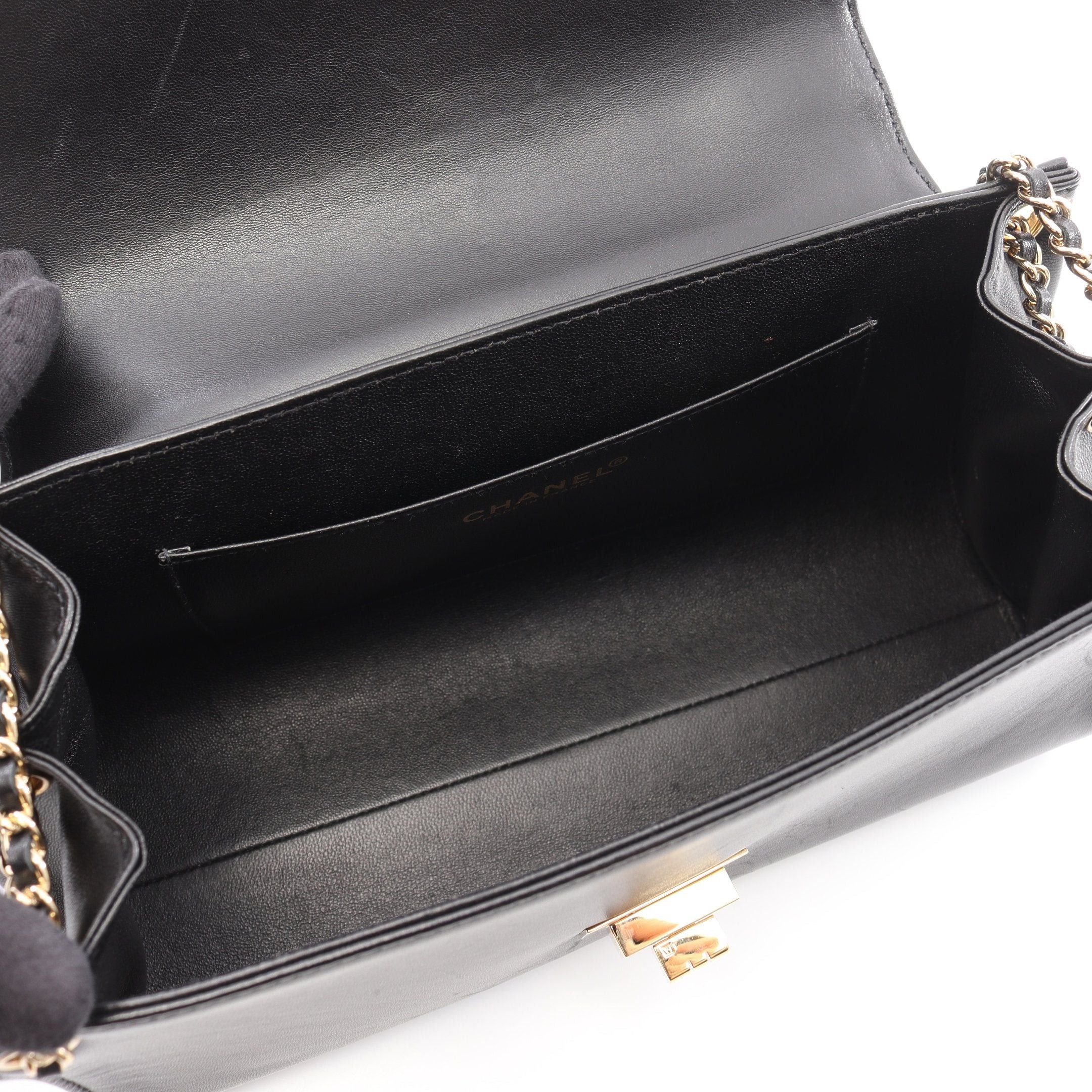 Chanel Chanel 2.55 Chocolate Bar Double Chain Shoulder Bag Lambskin Black Gold Hardware Size ONE SIZE - 3 Thumbnail