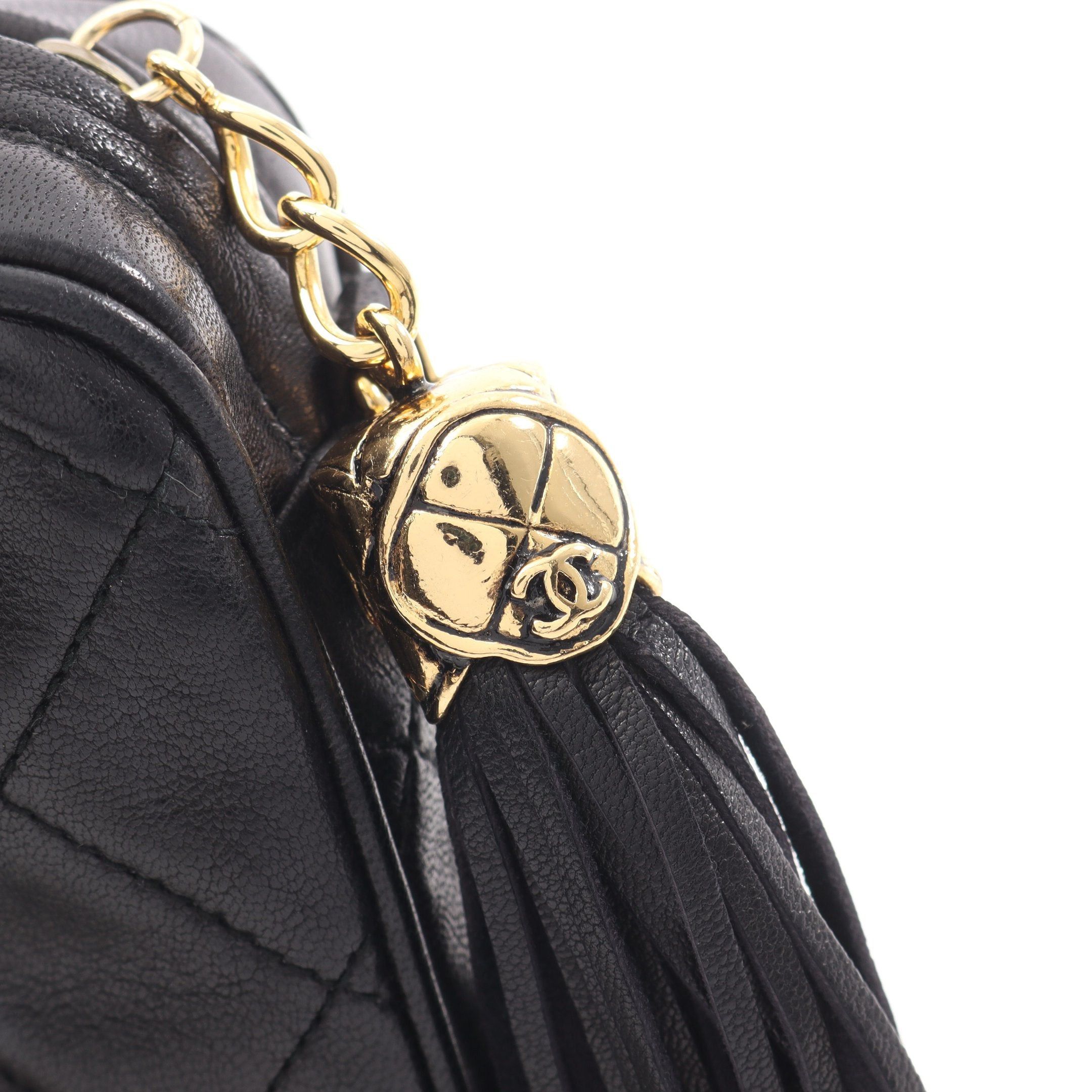 Chanel Chanel Matelasse Fringe Chain Shoulder Bag Lambskin Black Gold Hardware Size ONE SIZE - 9 Thumbnail
