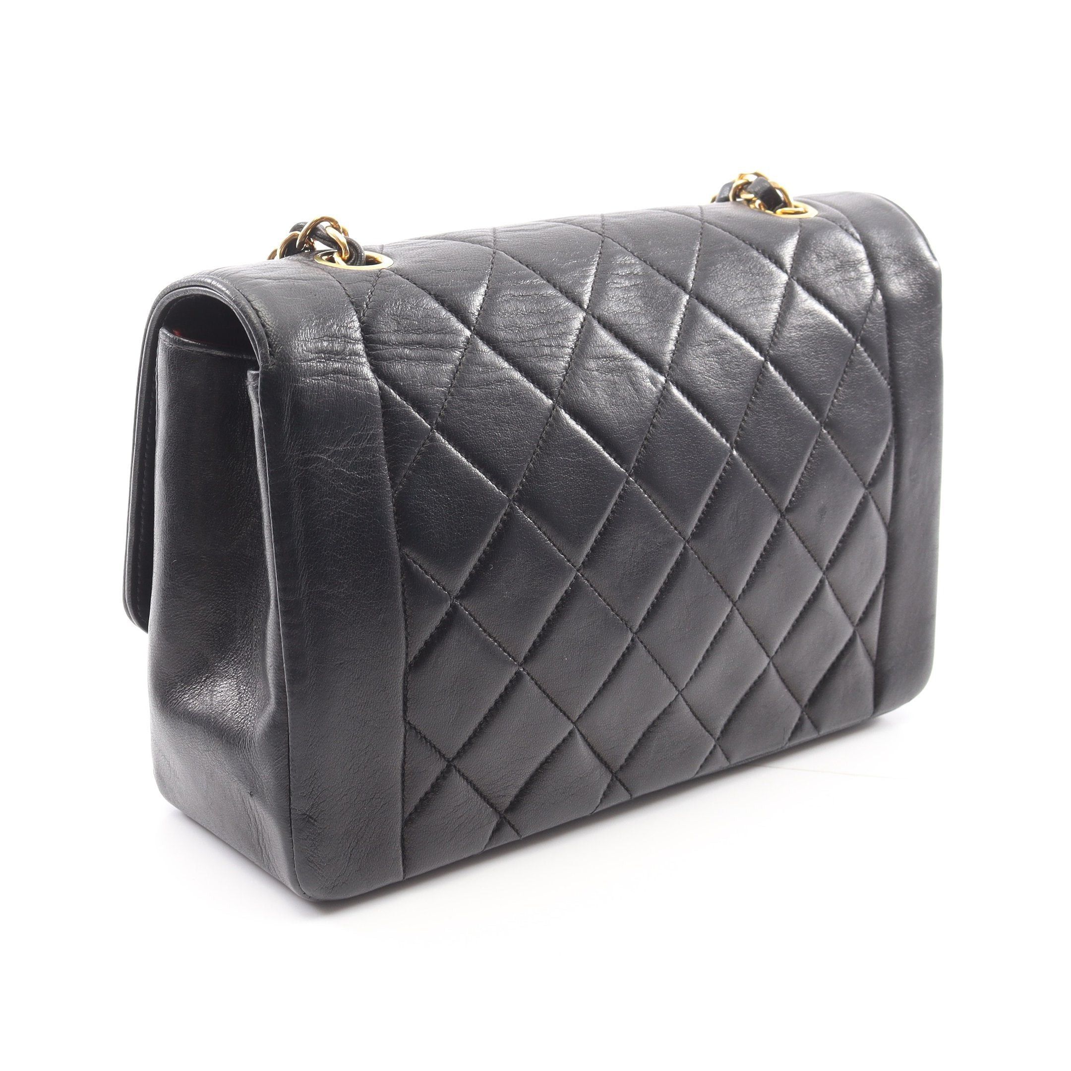 Chanel Chanel Matelasse Diana Flap Chain Shoulder Bag Lambskin Black Gold Hardware Size ONE SIZE - 2 Thumbnail