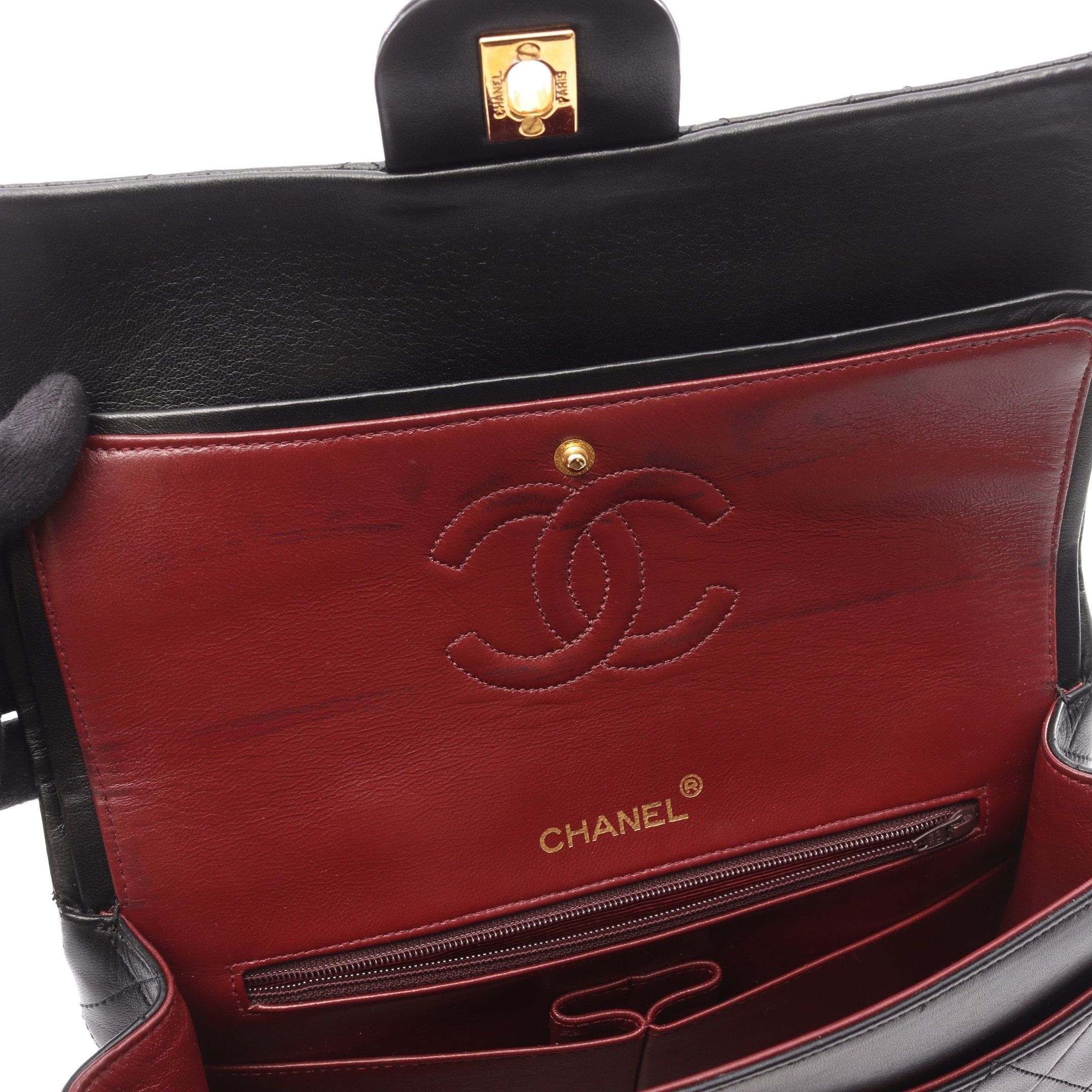 Chanel Chanel Matelasse Double Flap Chain Shoulder Bag Lambskin Black Gold Hardware Size ONE SIZE - 7 Thumbnail